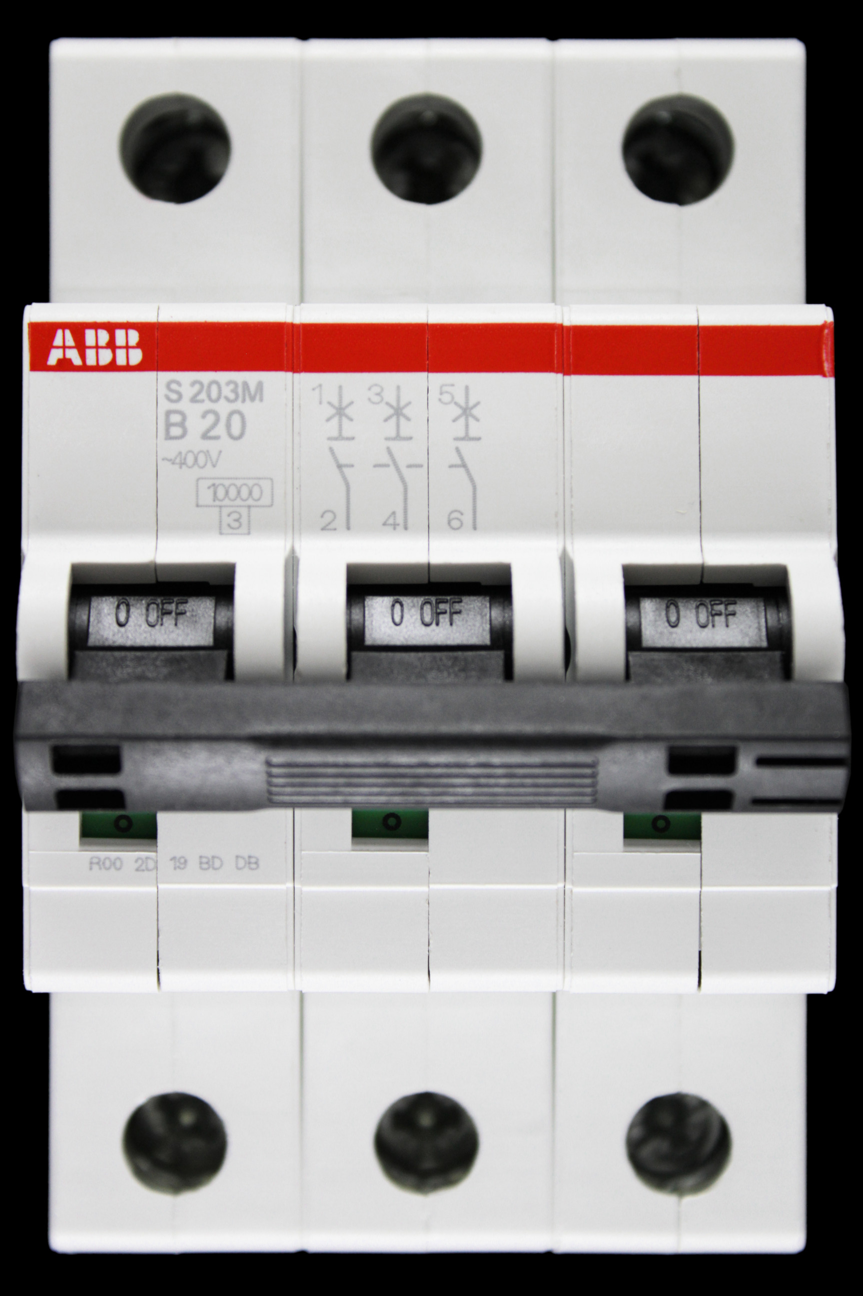 ABB 20 AMP CURVE B 10kA TRIPLE POLE MCB CIRCUIT BREAKER S203M 2CDS273001R0205
