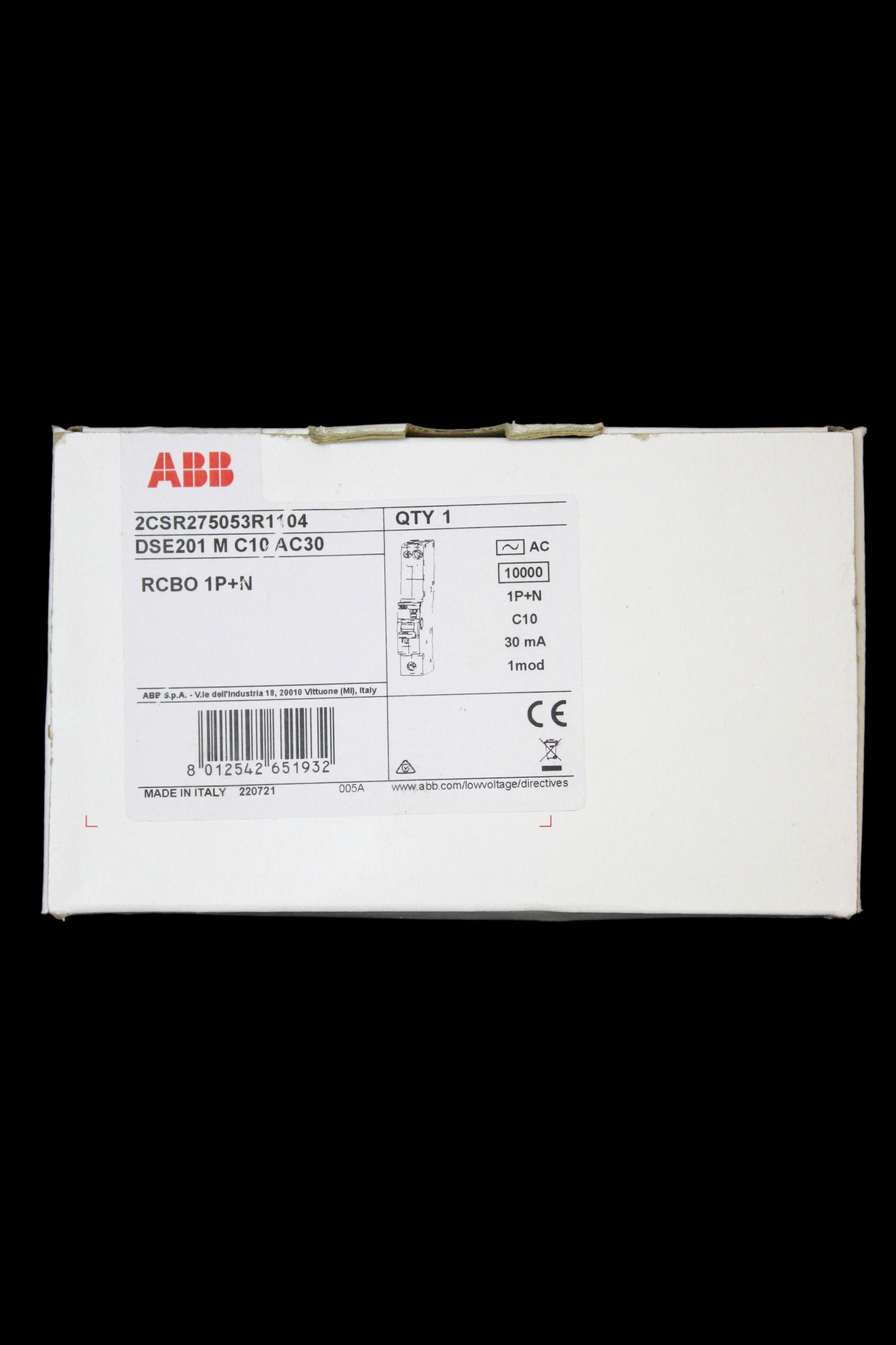 ABB 10 AMP CURVE C 10kA 30mA RCBO TYPE AC DSE201 M 2CSR275053R1104
