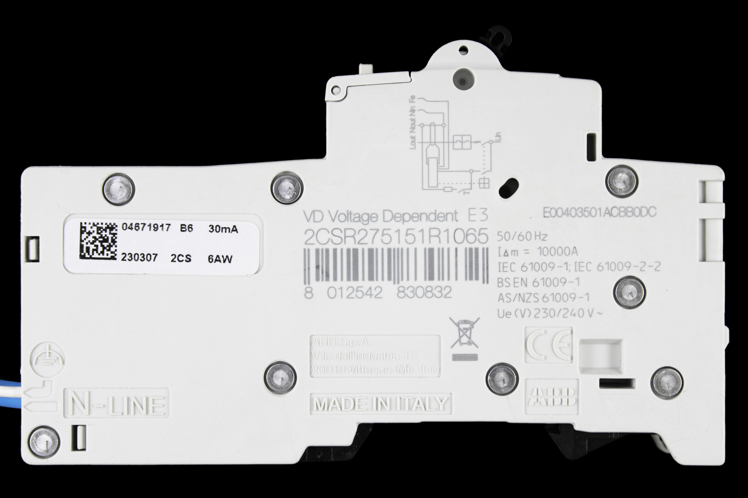 ABB 6 AMP CURVE B 10kA 30mA RCBO TYPE A DSE201 M 2CSR275151R1065