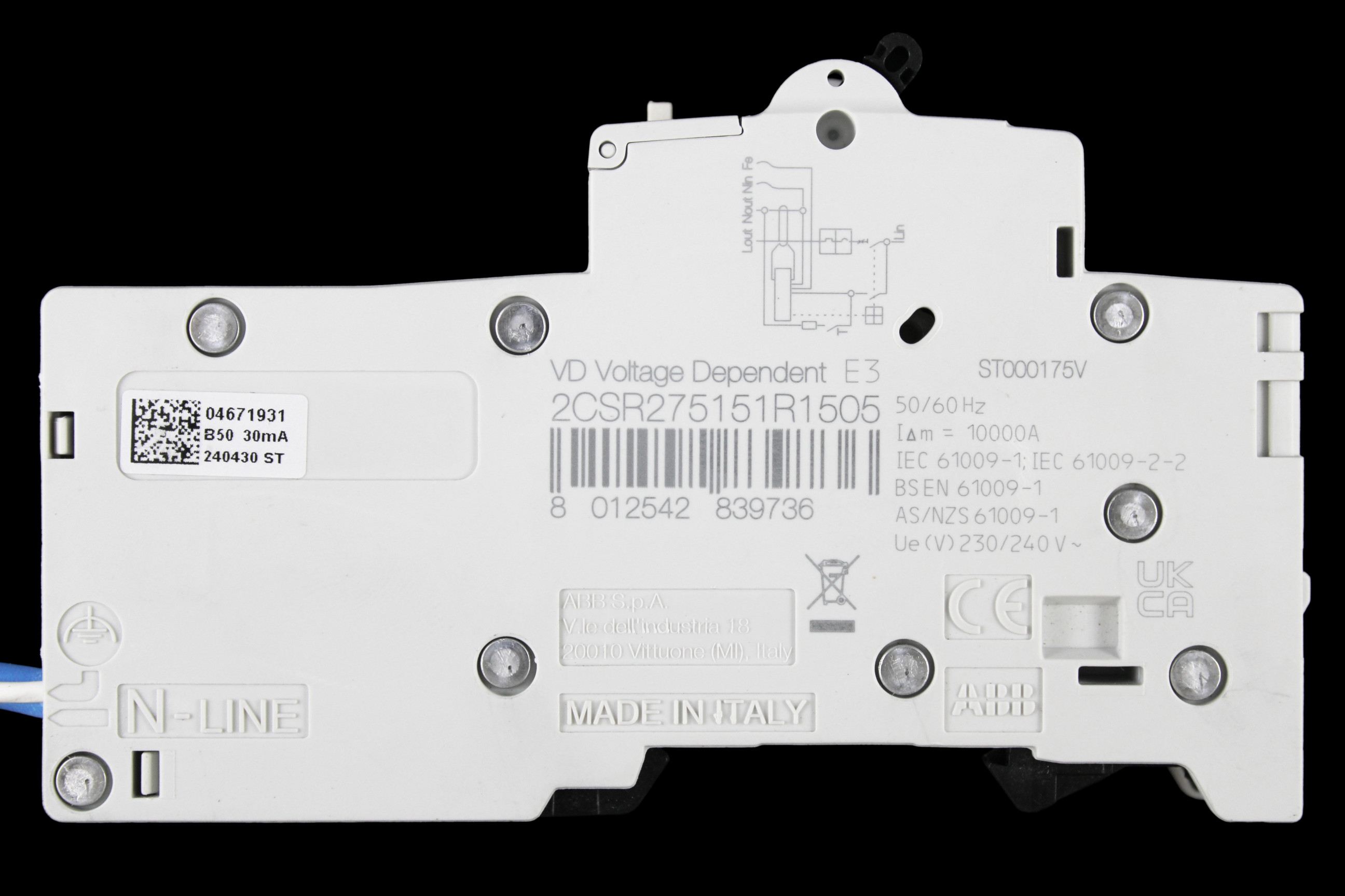 ABB 50 AMP CURVE B 10kA 30mA RCBO TYPE A DSE201 M 2CSR275151R1505