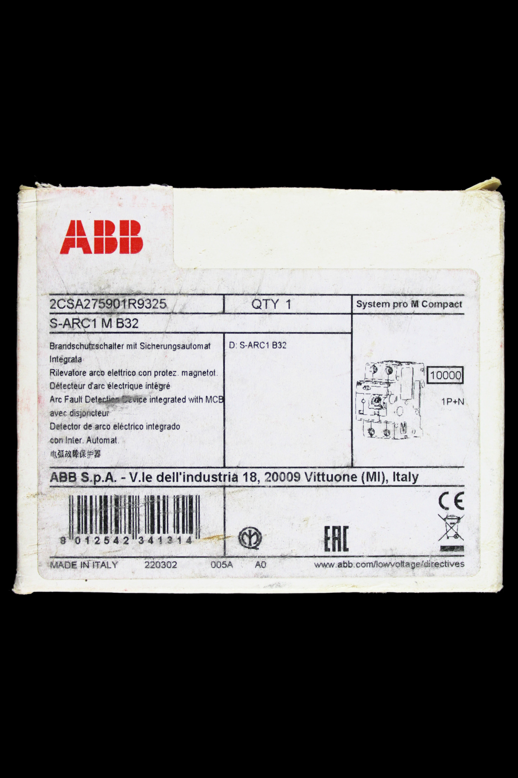 ABB 32 AMP CURVE B 10kA AFDD S-ARC1 M 2CSA275901R9325