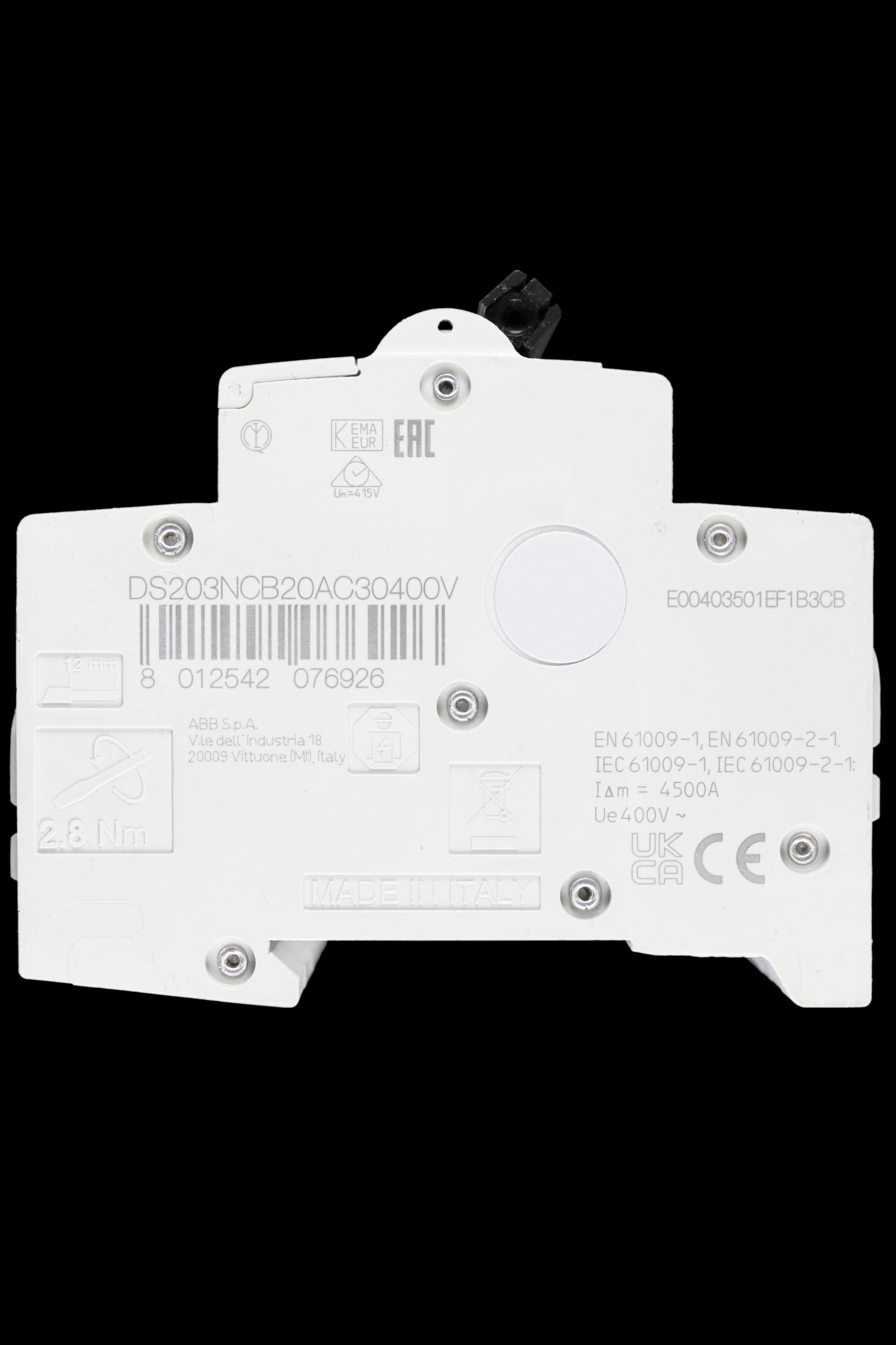 ABB 20 AMP CURVE B 6kA 30mA FOUR POLE RCBO TYPE AC DS203NC 2CSR256040R1205