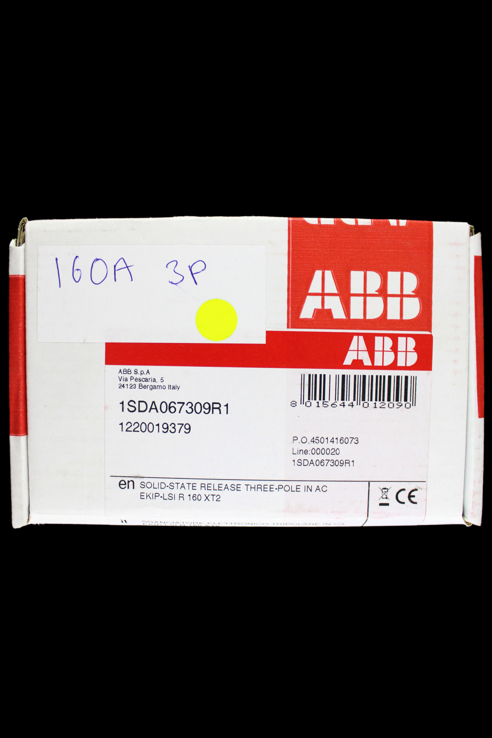 ABB 160 AMP TRIPLE POLE TRIP UNIT EKIP C DIP LSI R XT2 1SDA067309R1