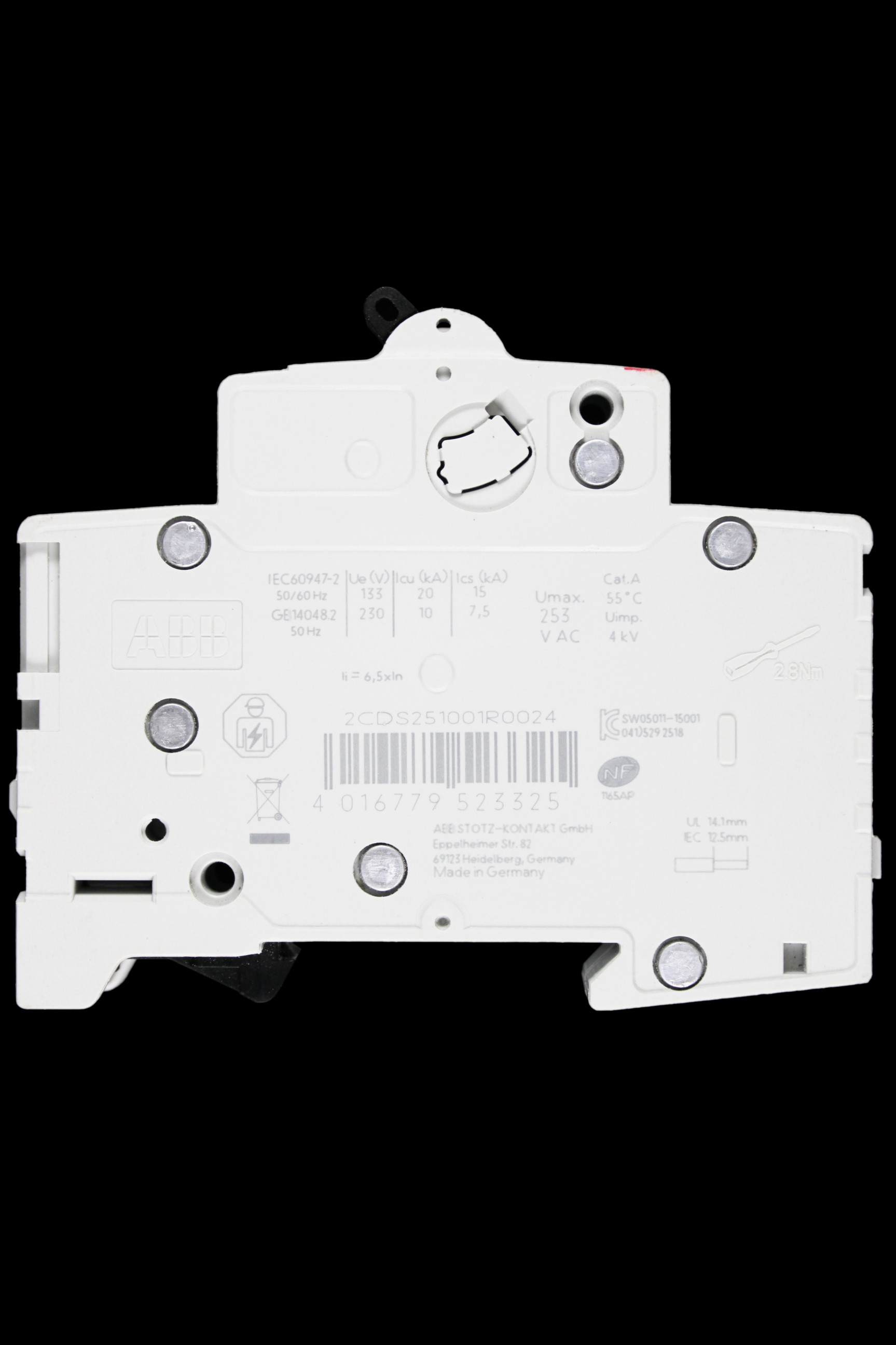 ABB 2 AMP CURVE C 6kA MCB CIRCUIT BREAKER 2CDS251001R0024 S201