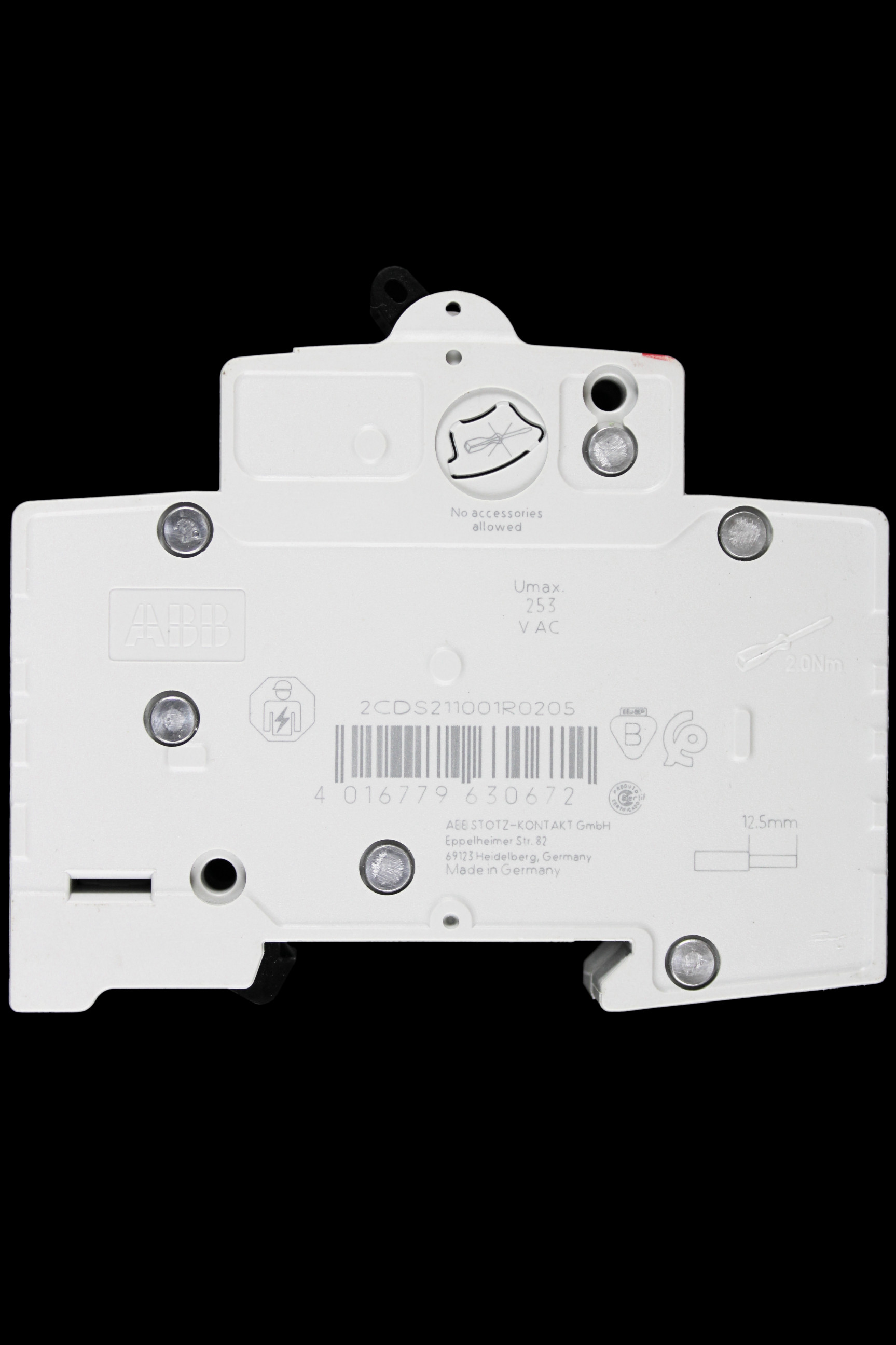 ABB 20 AMP CURVE B 6kA MCB CIRCUIT BREAKER 2CDS211001R0205 SH201