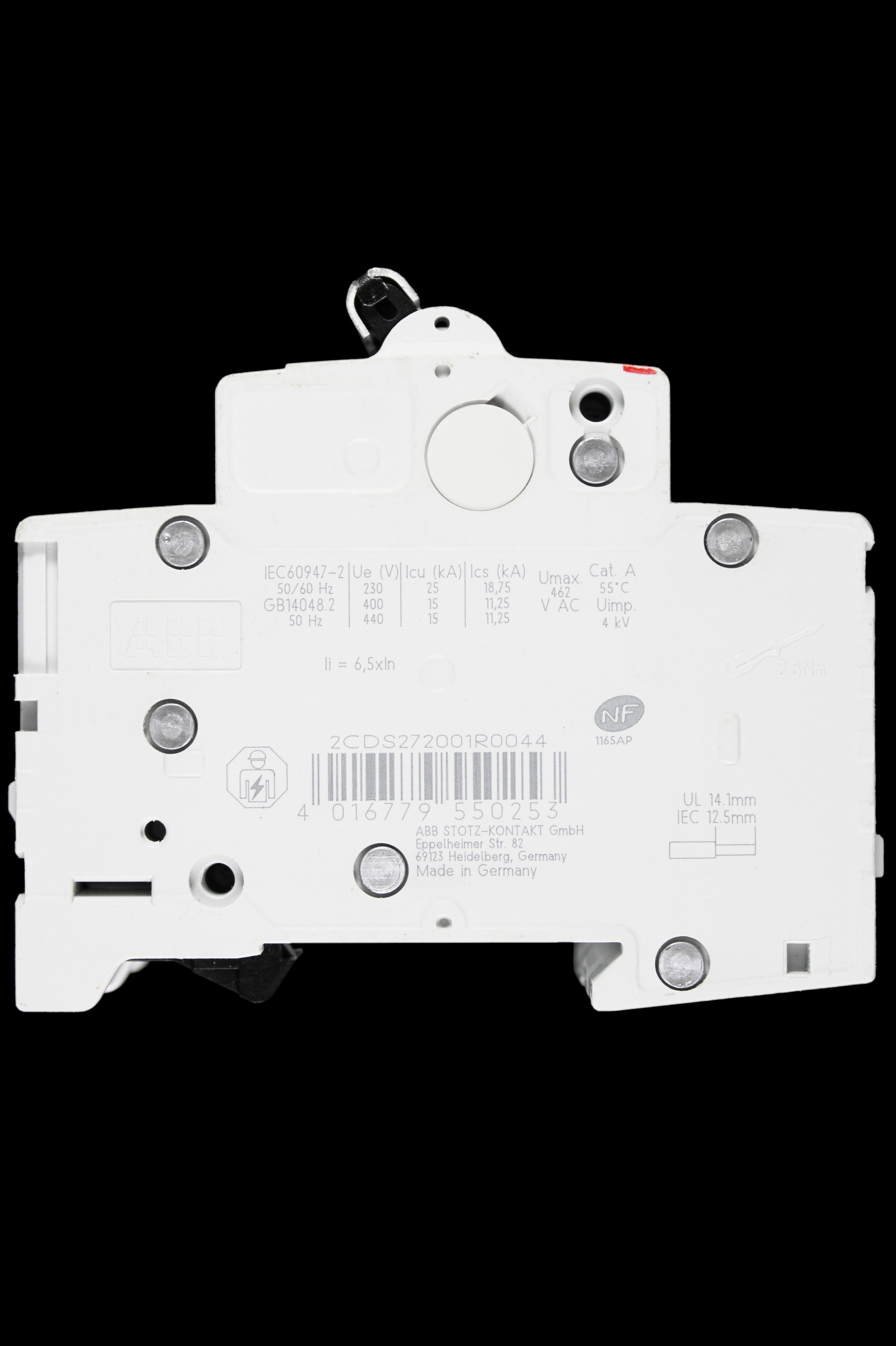 ABB 4 AMP CURVE C 10kA DOUBLE POLE MCB CIRCUIT BREAKER 2CDS272001R0044 S202M