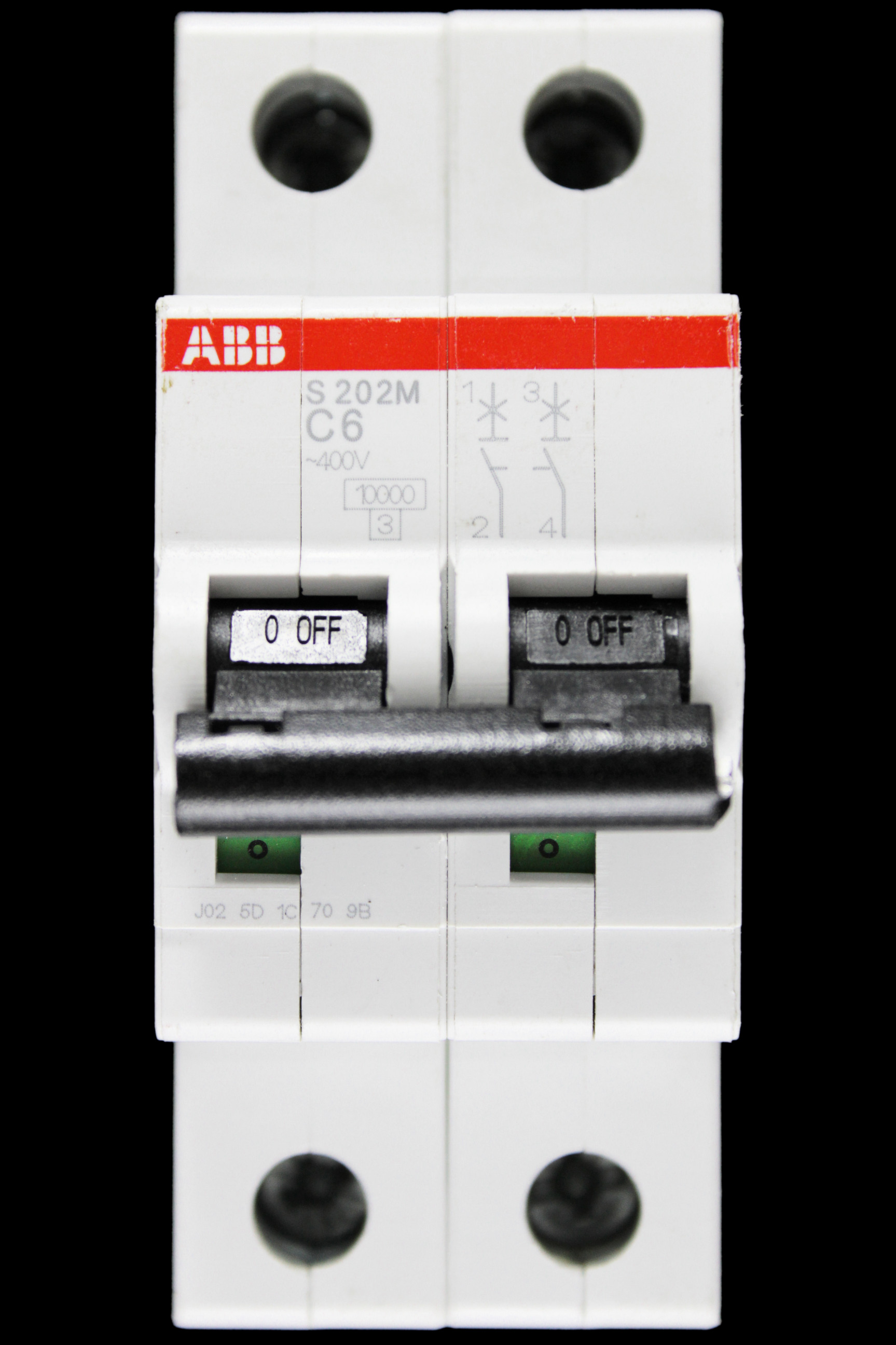 ABB 6 AMP CURVE C 10kA DOUBLE POLE MCB CIRCUIT BREAKER 2CDS272001R0064 S202M