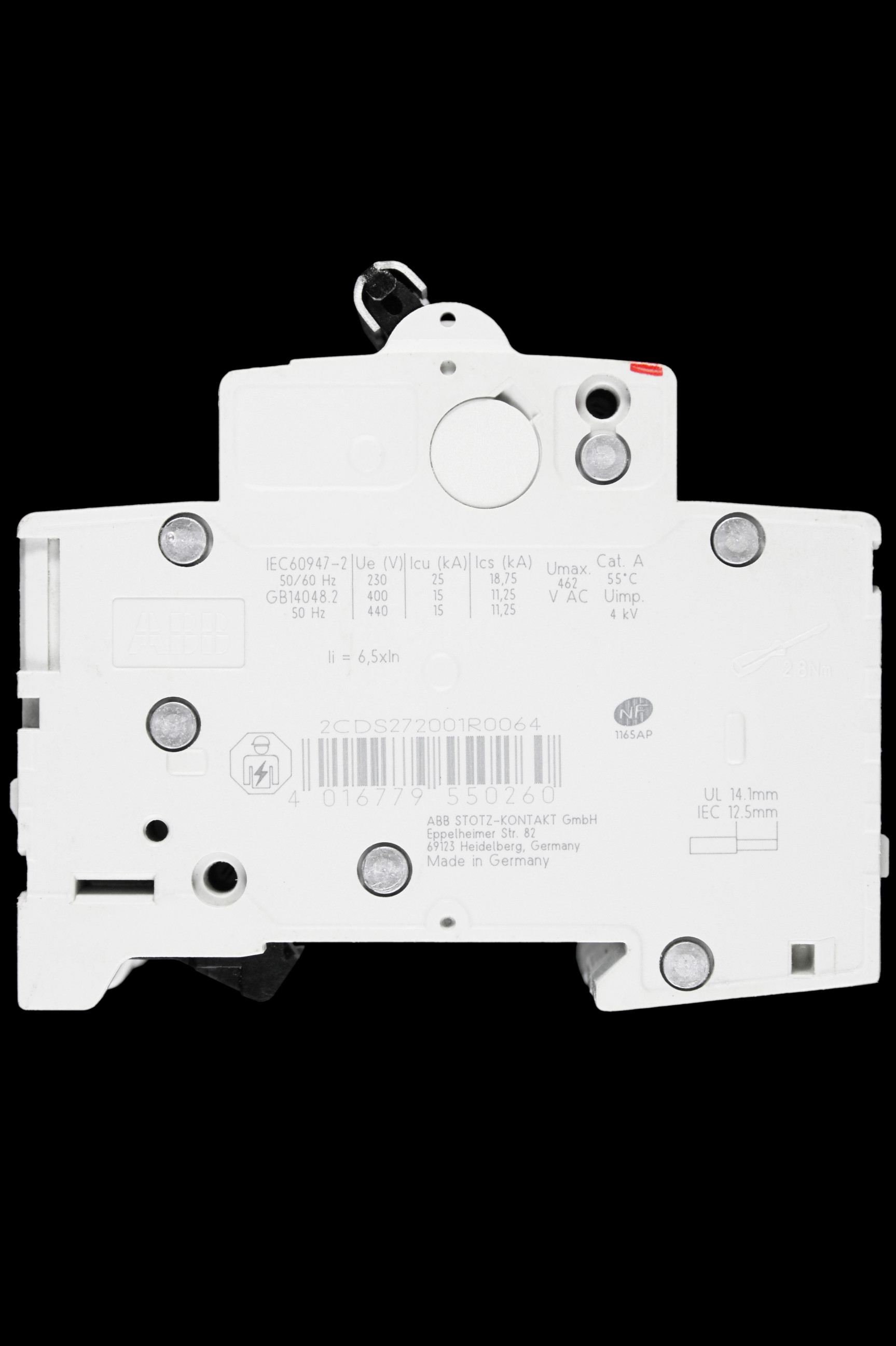 ABB 6 AMP CURVE C 10kA DOUBLE POLE MCB CIRCUIT BREAKER 2CDS272001R0064 S202M