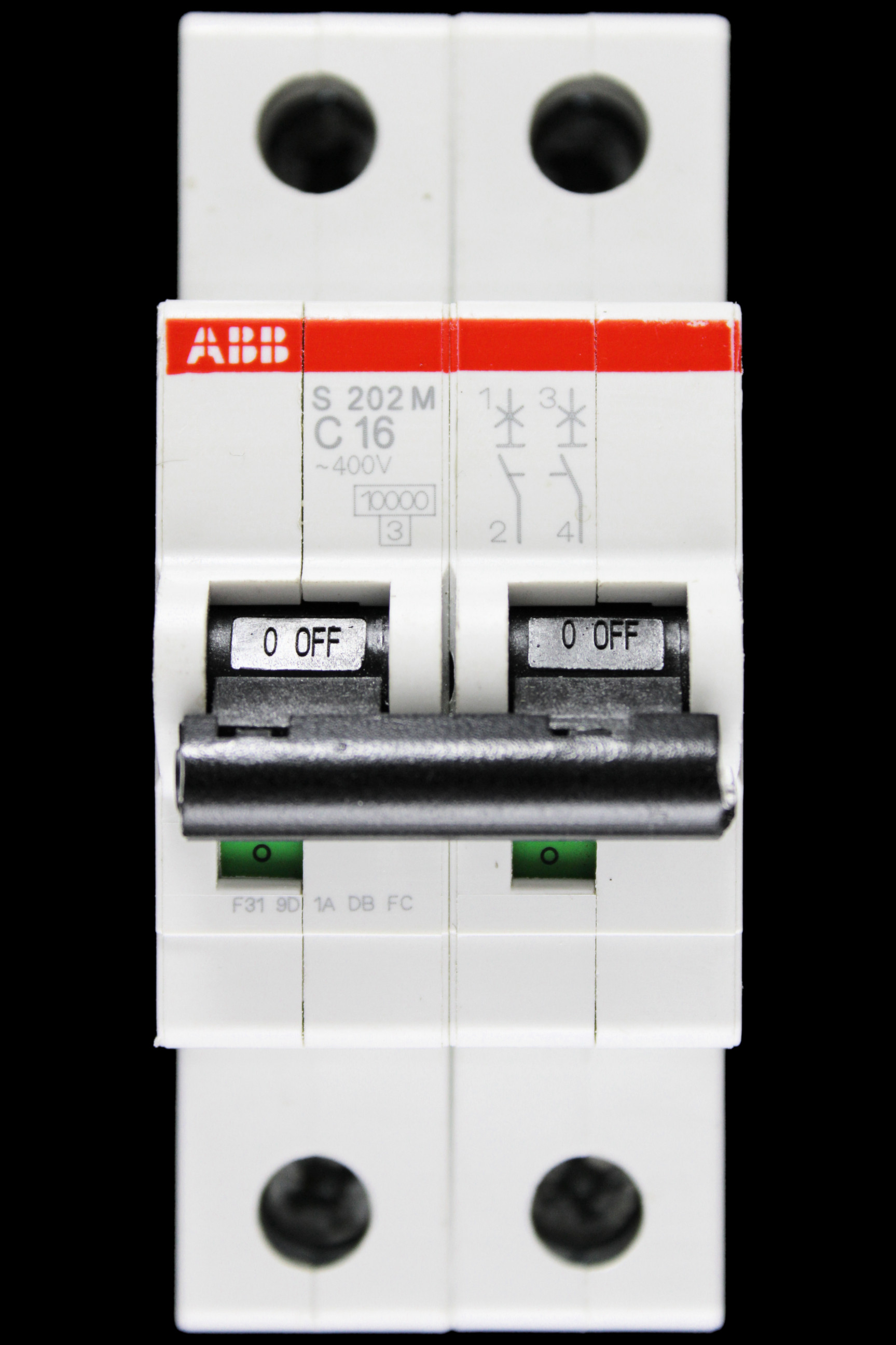 ABB 16 AMP CURVE C 10kA DOUBLE POLE MCB CIRCUIT BREAKER 2CDS272001R0164 S202M