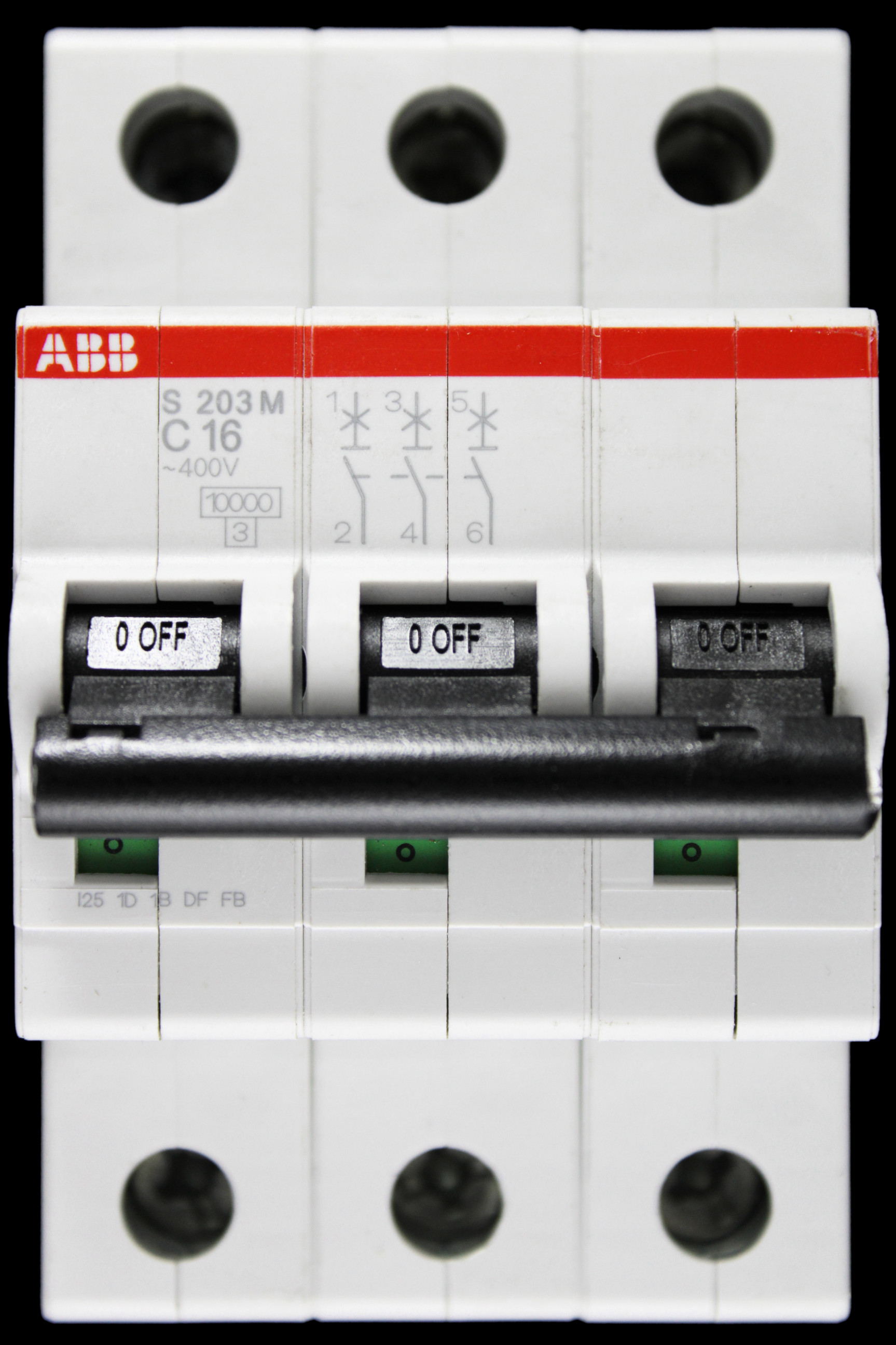 ABB 16 AMP CURVE C 10kA TRIPLE POLE MCB CIRCUIT BREAKER 2CDS273001R0164 S203M