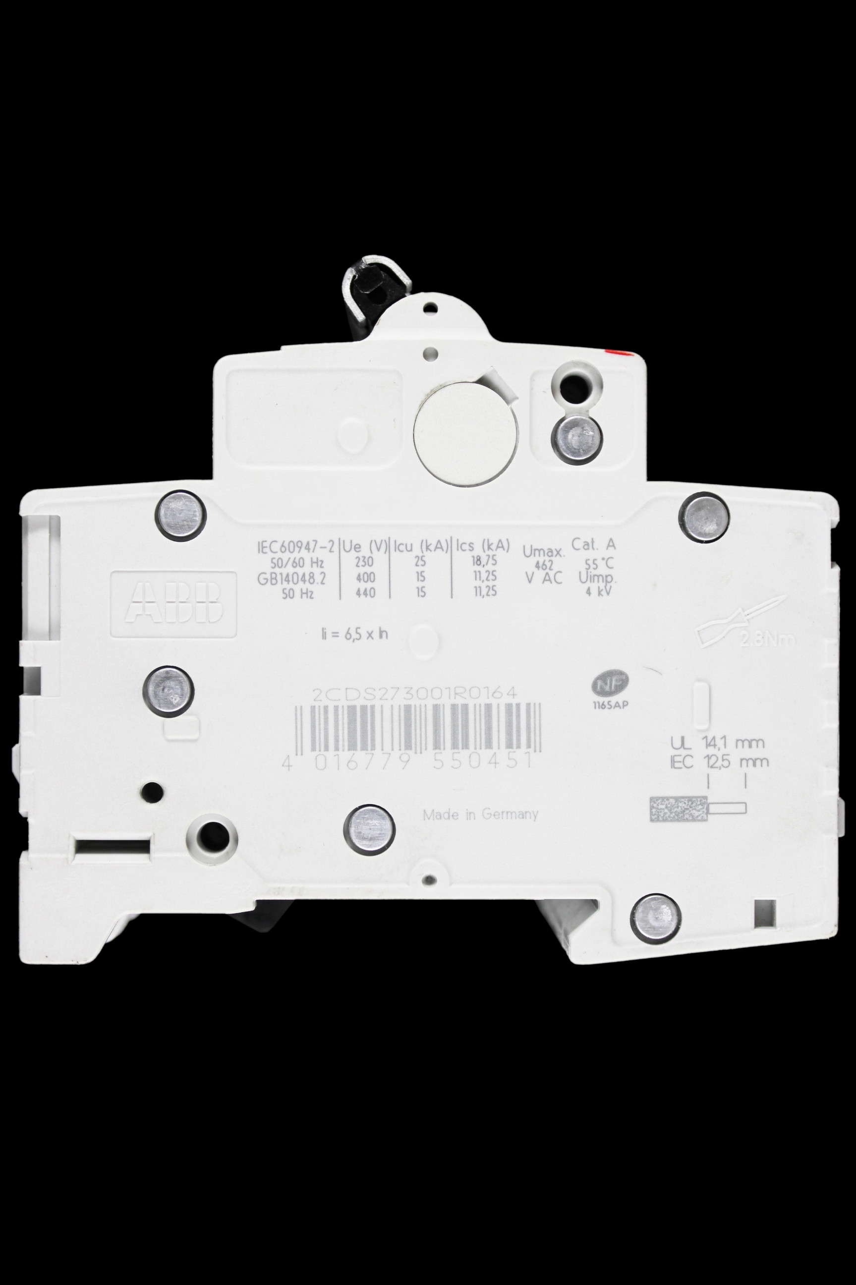 ABB 16 AMP CURVE C 10kA TRIPLE POLE MCB CIRCUIT BREAKER 2CDS273001R0164 S203M
