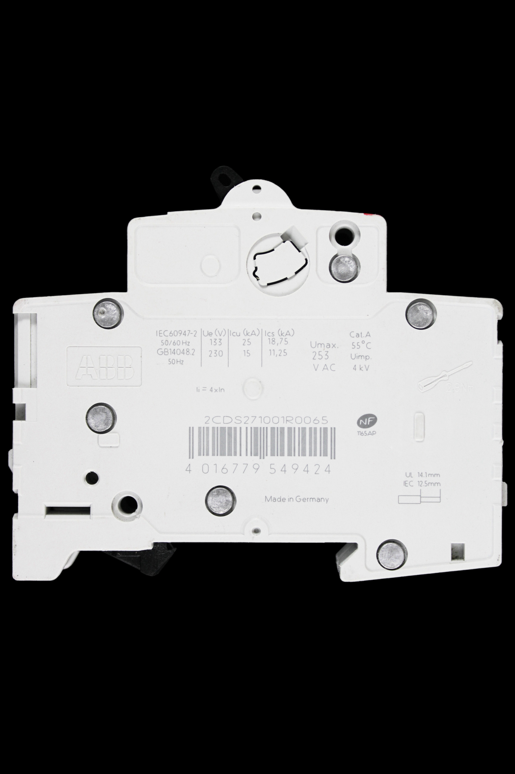 ABB 6 AMP CURVE B 10kA MCB CIRCUIT BREAKER 2CDS271001R0065 S201M