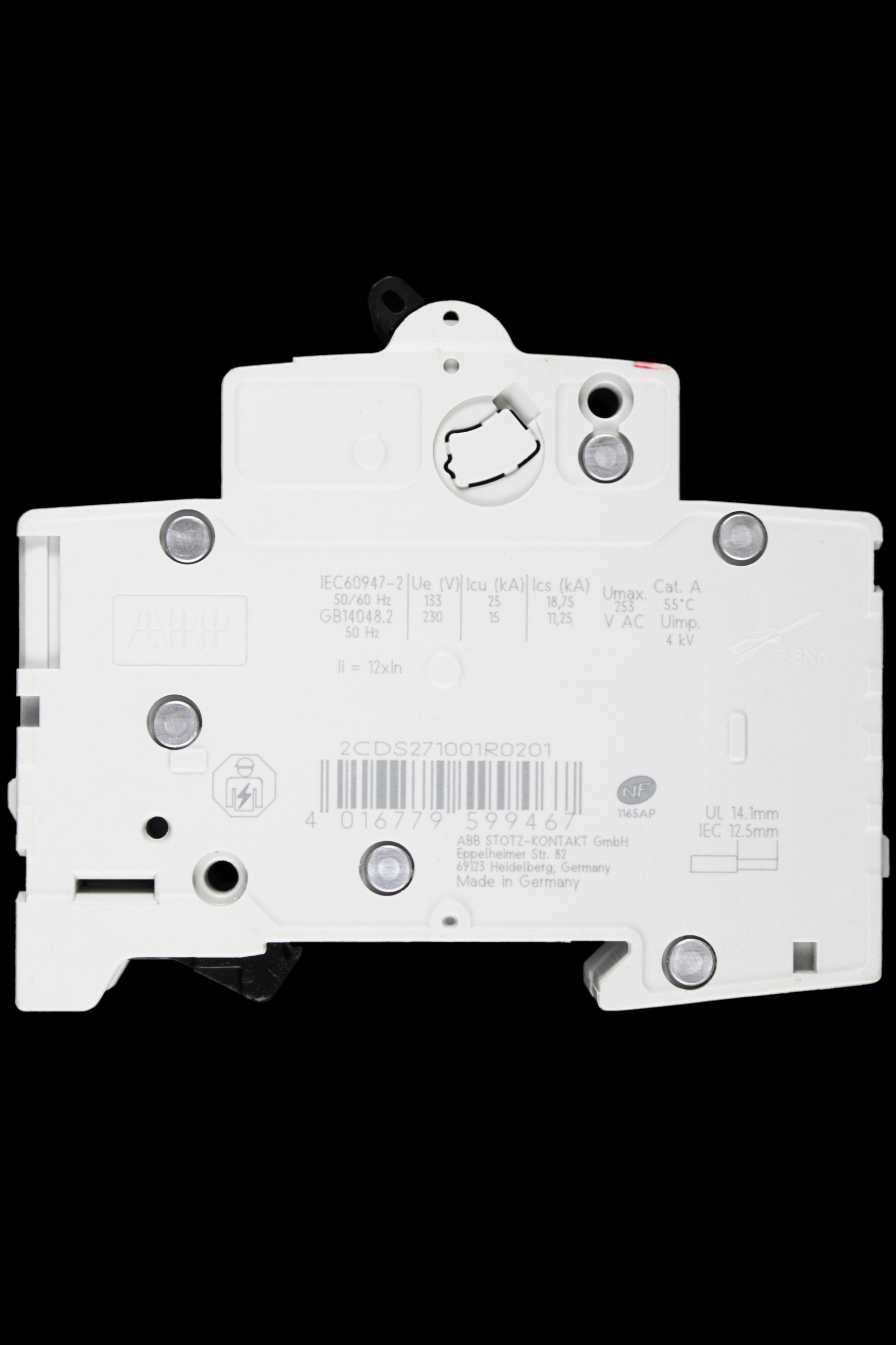 ABB 20 AMP CURVE D 10kA MCB CIRCUIT BREAKER 2CDS271001R0201 S201M
