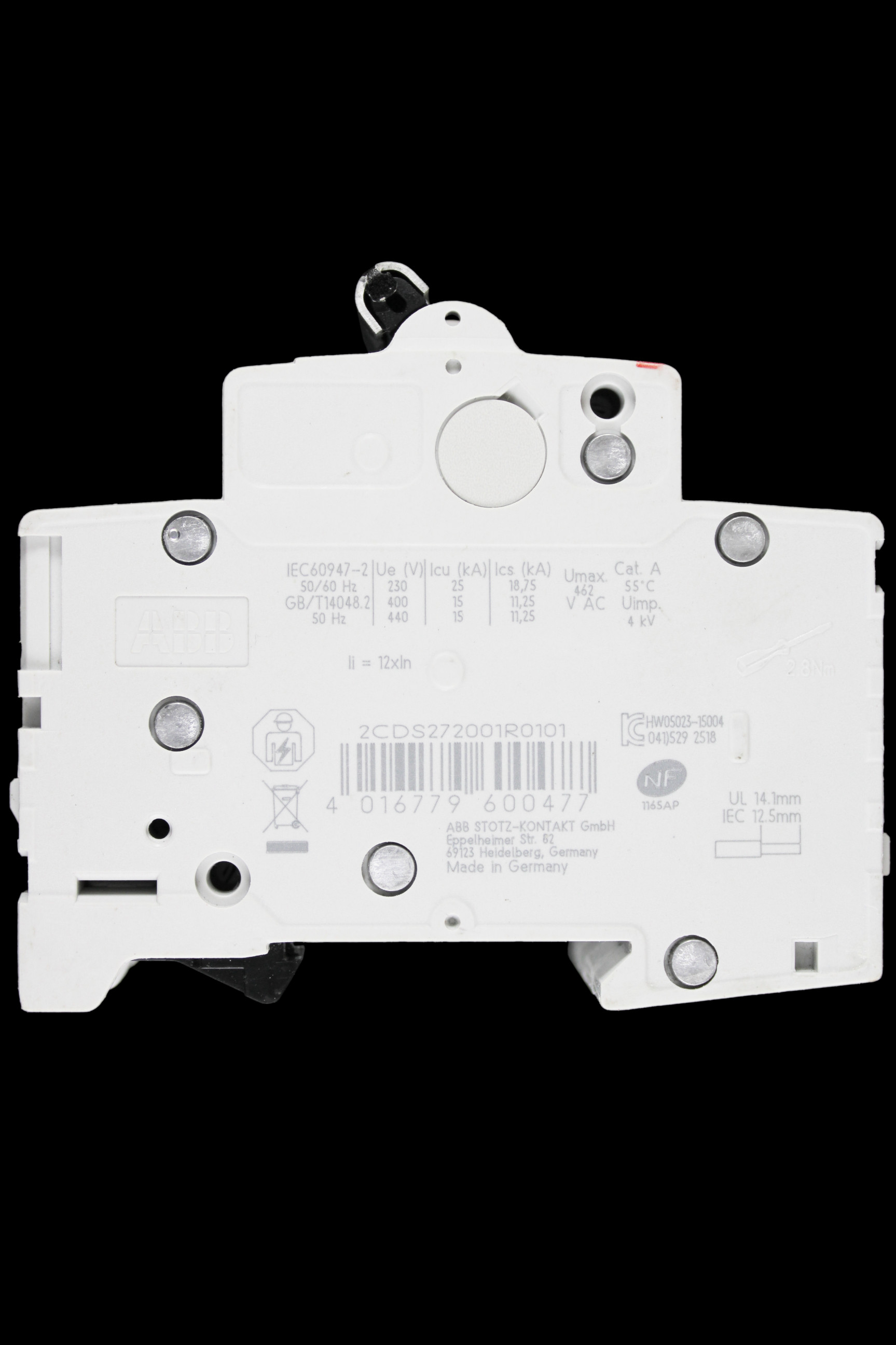 ABB 10 AMP CURVE D 10kA DOUBLE POLE MCB CIRCUIT BREAKER 2CDS272001R0101 S202M