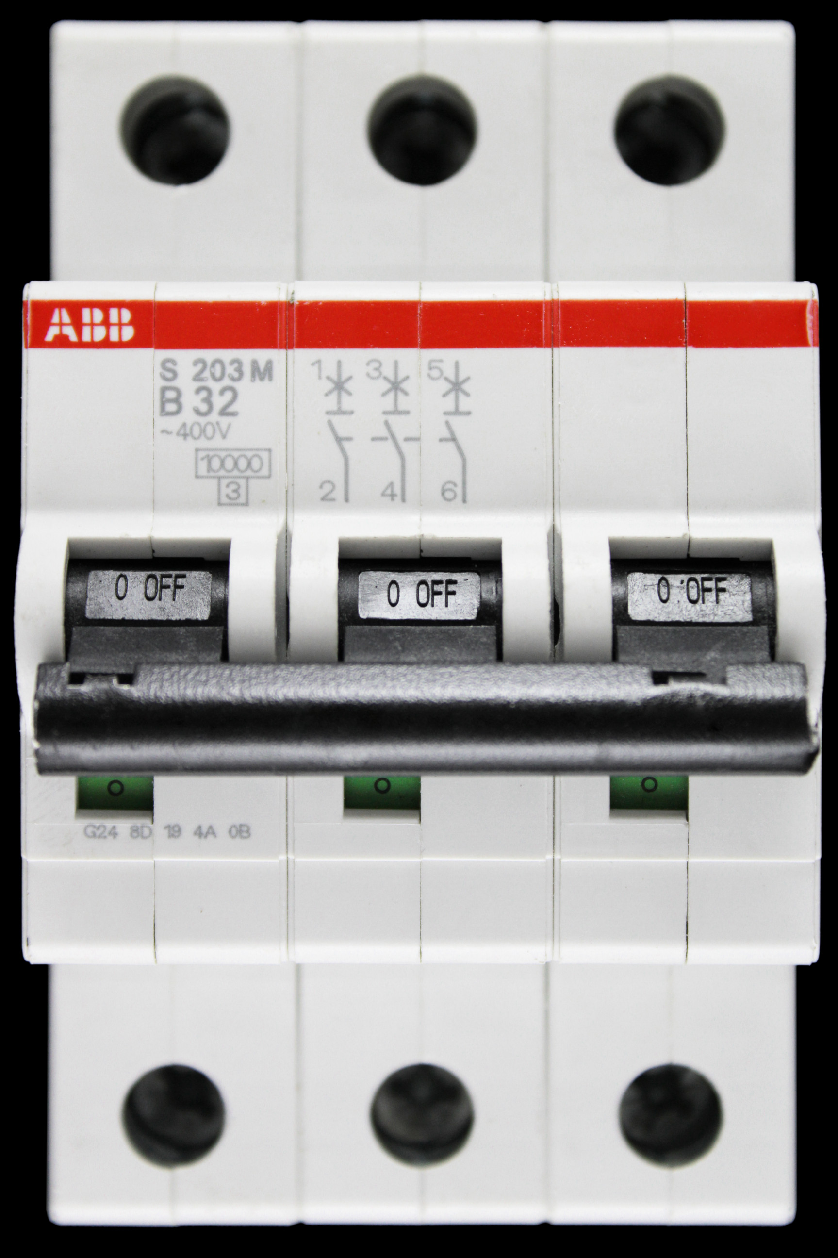 ABB 32 AMP CURVE B 10kA TRIPLE POLE MCB CIRCUIT BREAKER 2CDS273001R0325 S203M