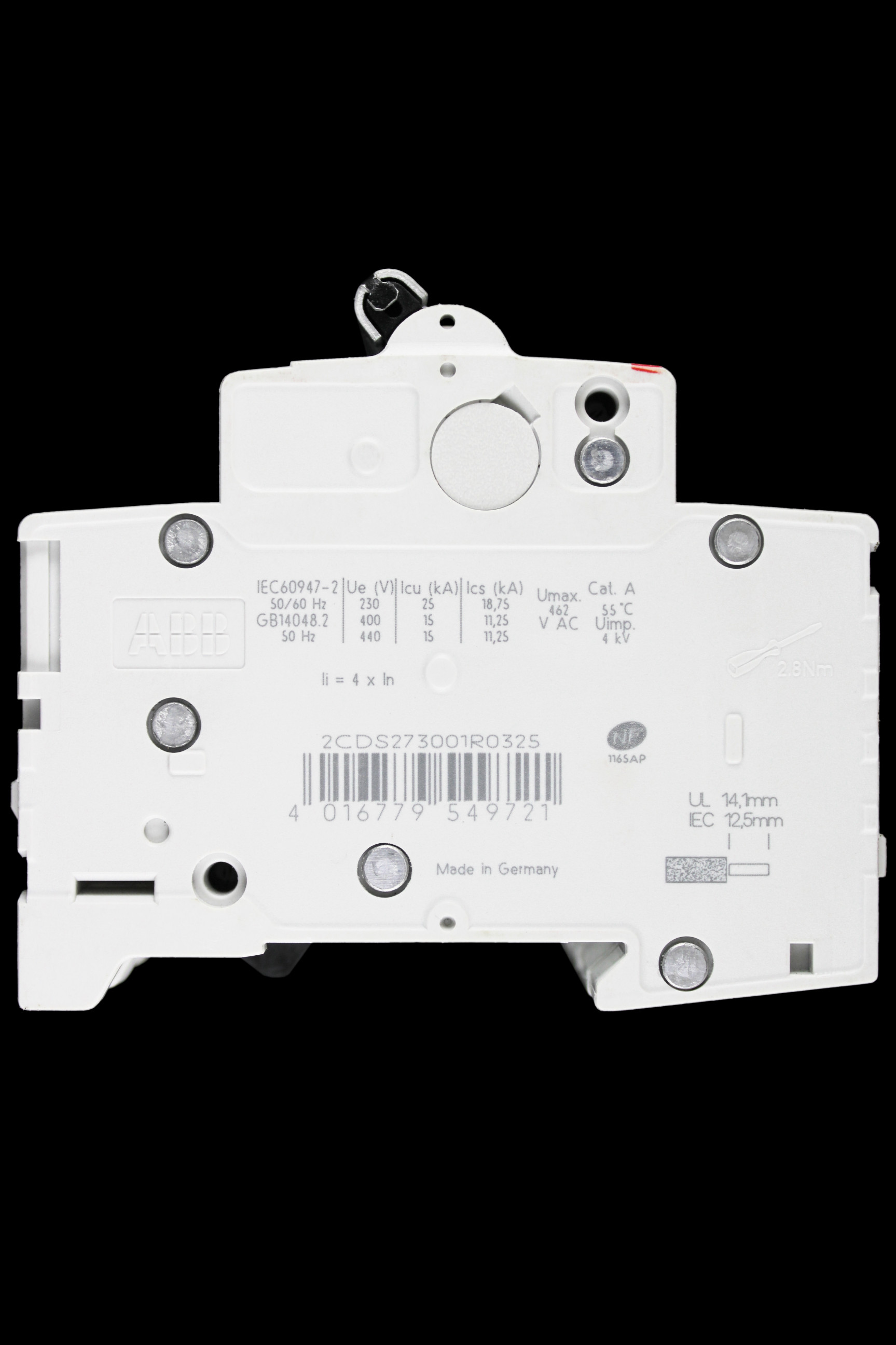 ABB 32 AMP CURVE B 10kA TRIPLE POLE MCB CIRCUIT BREAKER 2CDS273001R0325 S203M
