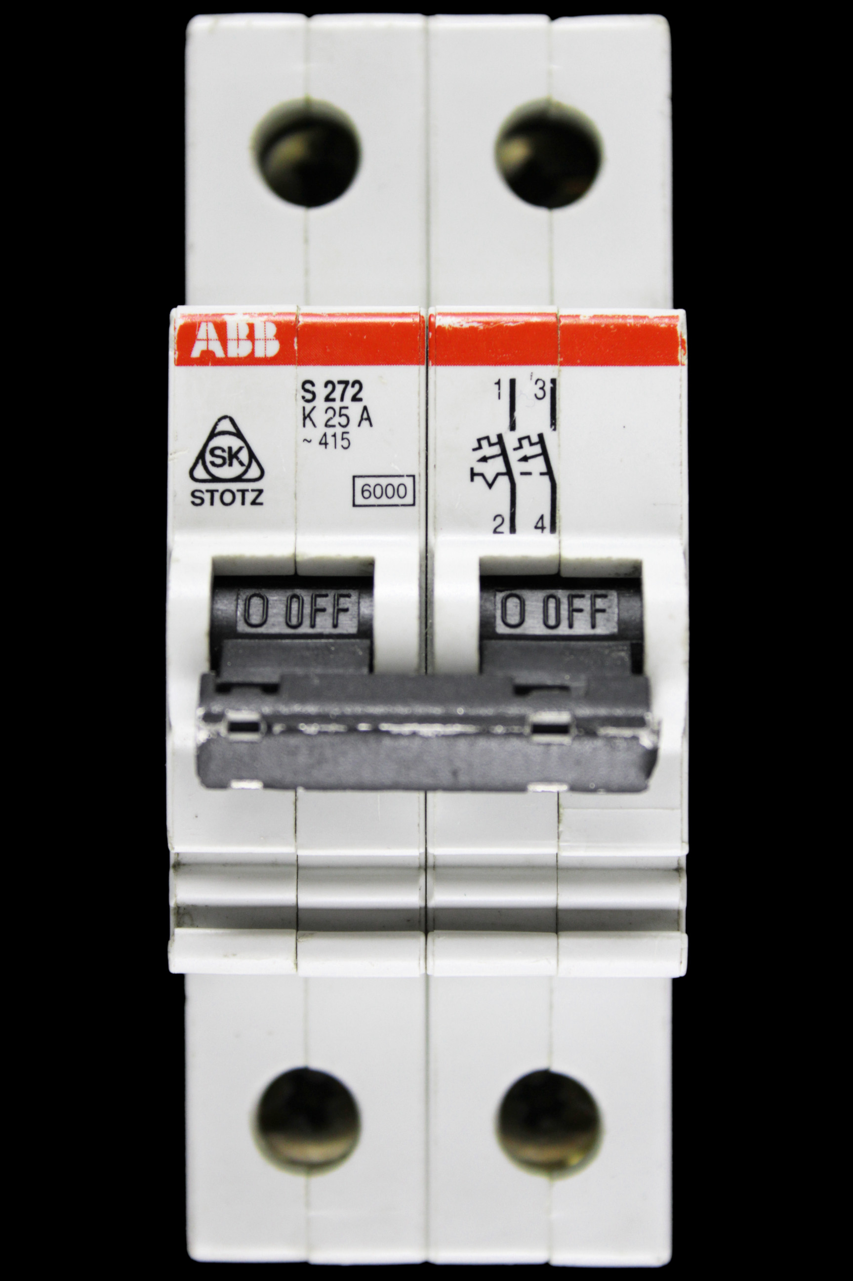 ABB 25 AMP CURVE K 6kA DOUBLE POLE MCB CIRCUIT BREKAER S272
