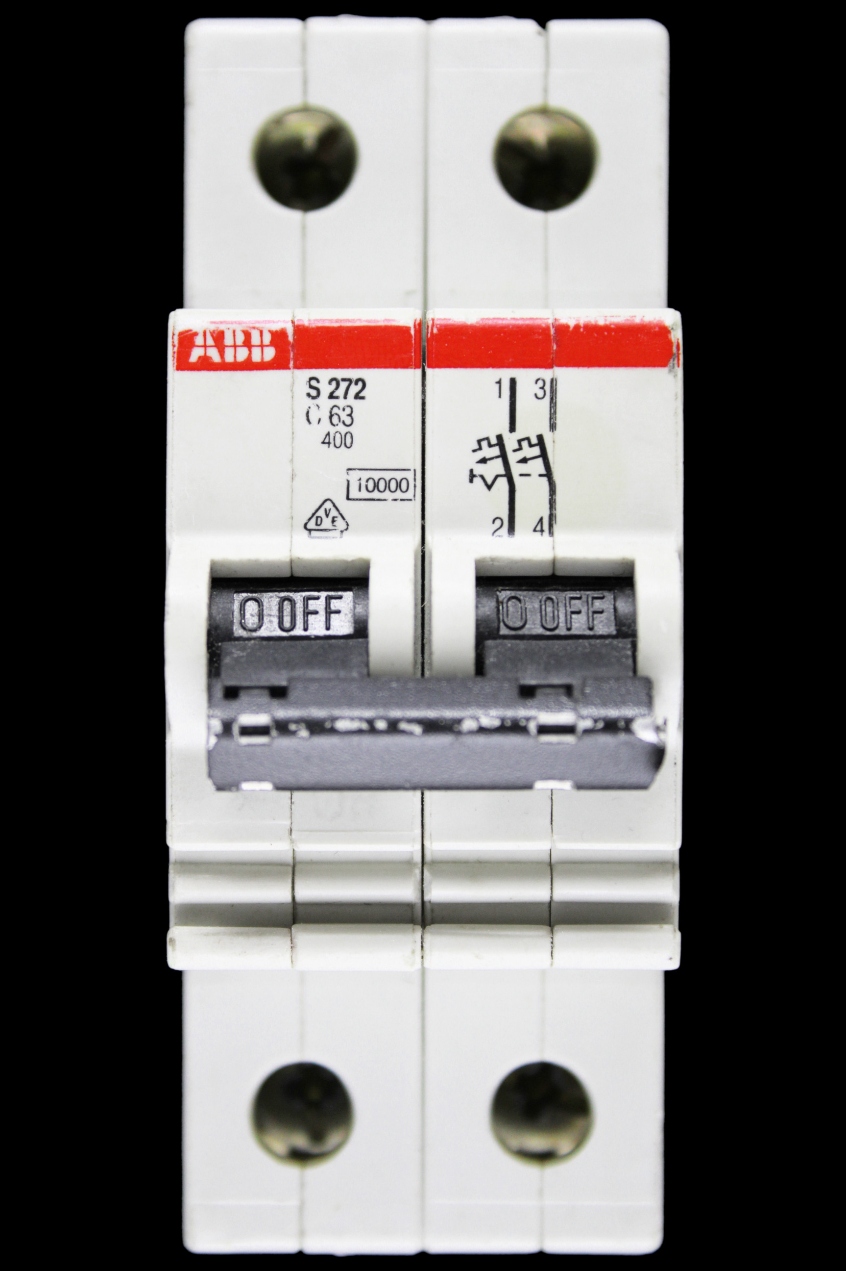 ABB 63 AMP CURVE C 10kA DOUBLE POLE MCB CIRCUIT BREKAER S272