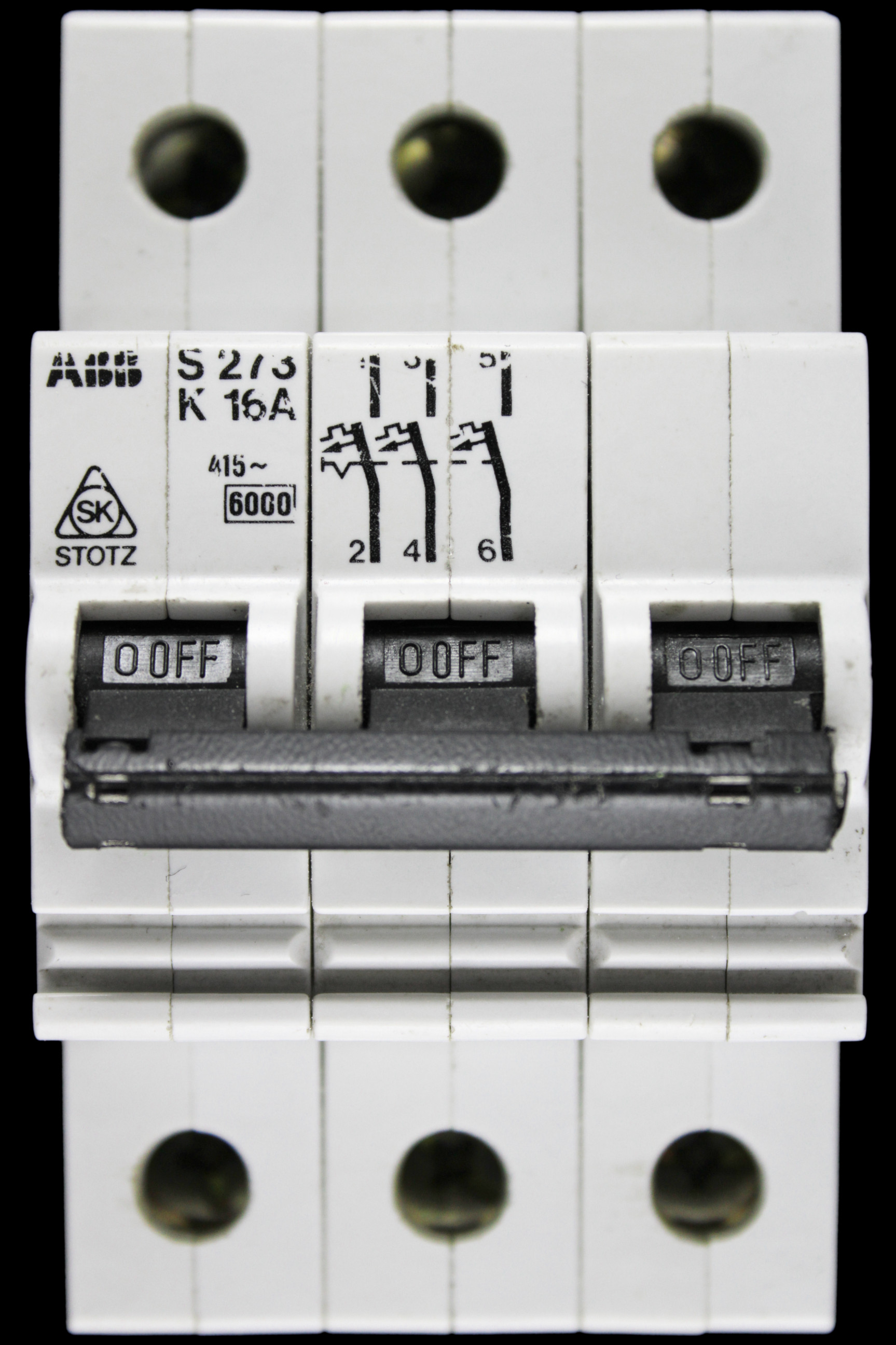 ABB 16 AMP CURVE K 6kA TRIPLE POLE MCB CIRCUIT BREAKER S273 STOTZ W