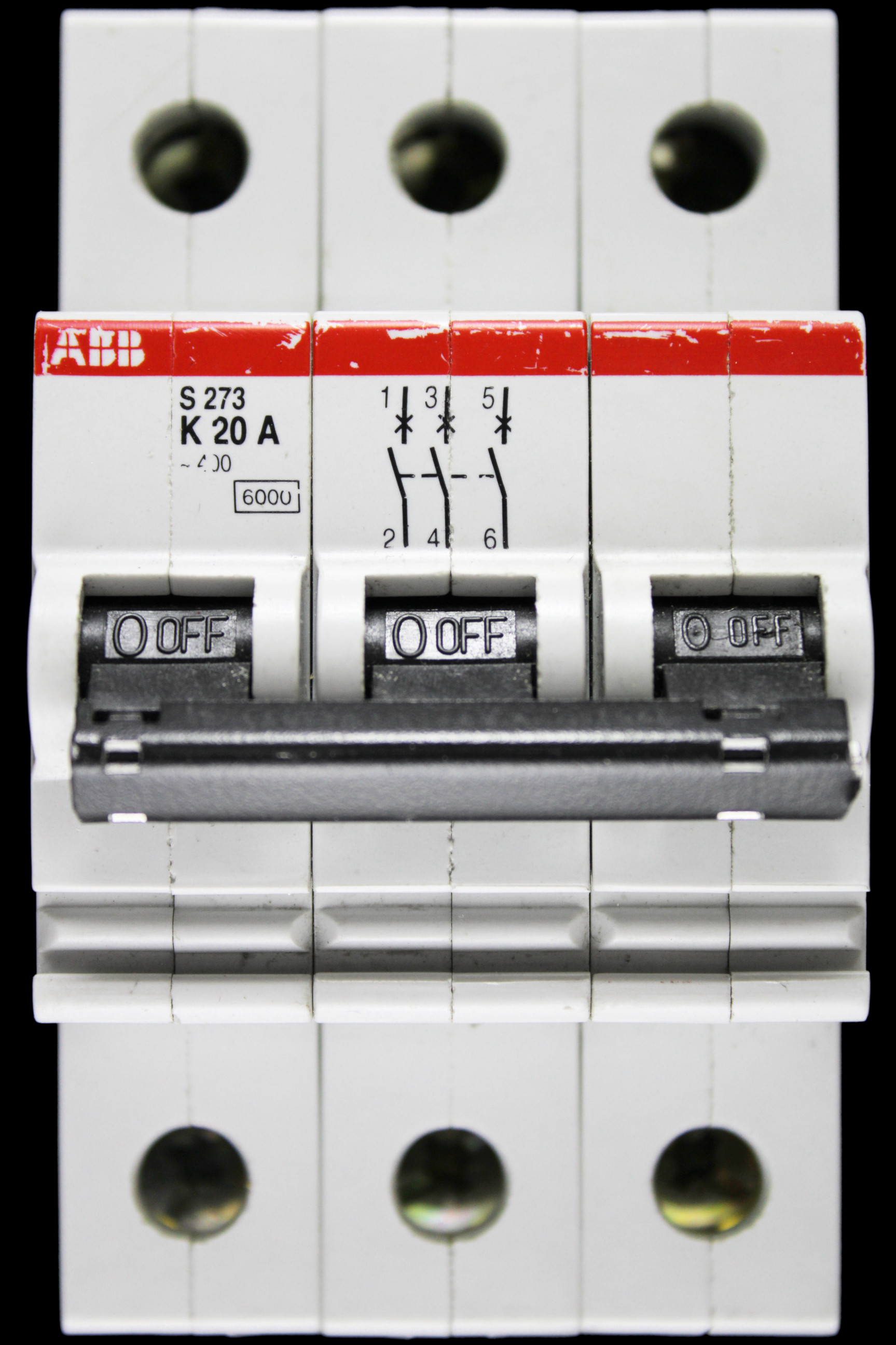 ABB 20 AMP CURVE K 6kA TRIPLE POLE MCB CIRCUIT BREAKER S273