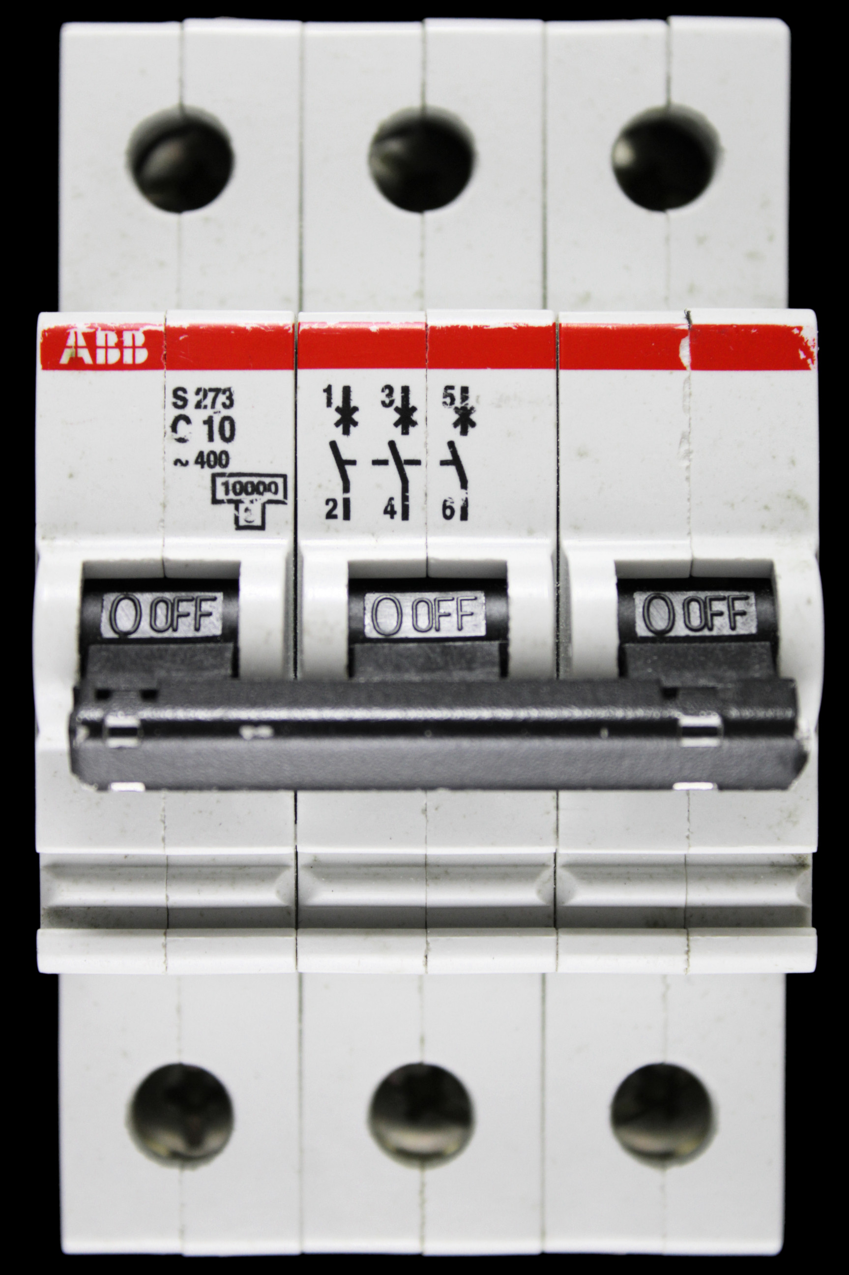 ABB 10 AMP CURVE C 10kA TRIPLE POLE MCB CIRCUIT BREAKER S273