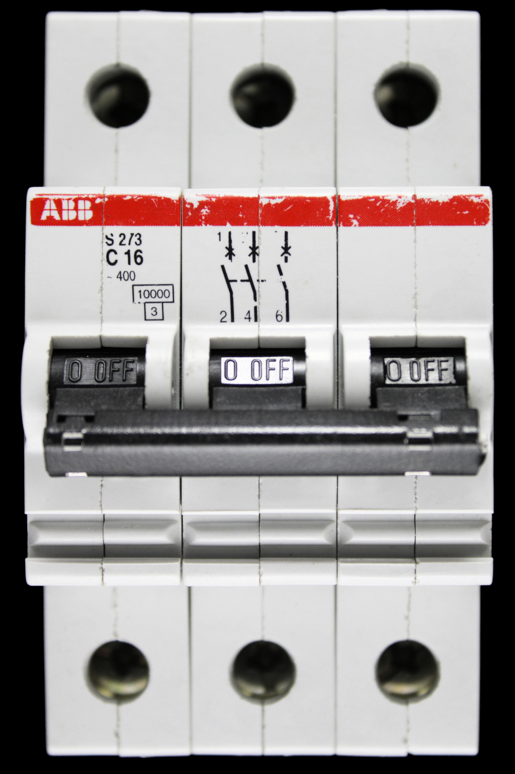 ABB 16 AMP CURVE C 10kA TRIPLE POLE MCB CIRCUIT BREAKER S273