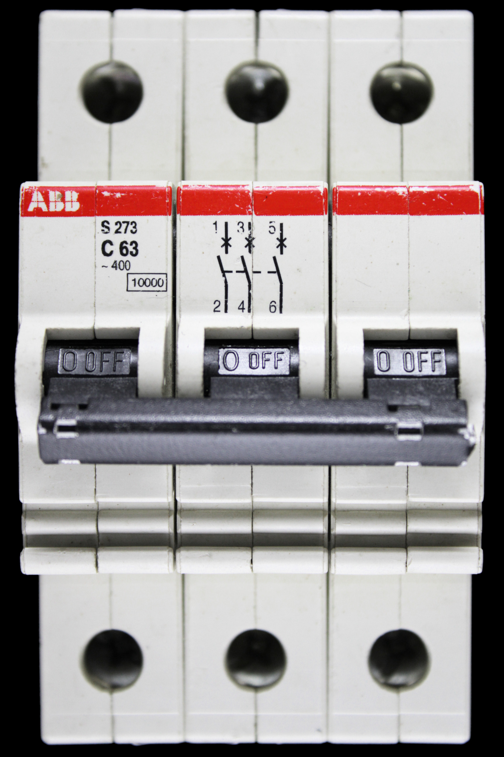 ABB 63 AMP CURVE C 10kA TRIPLE POLE MCB CIRCUIT BREAKER S273