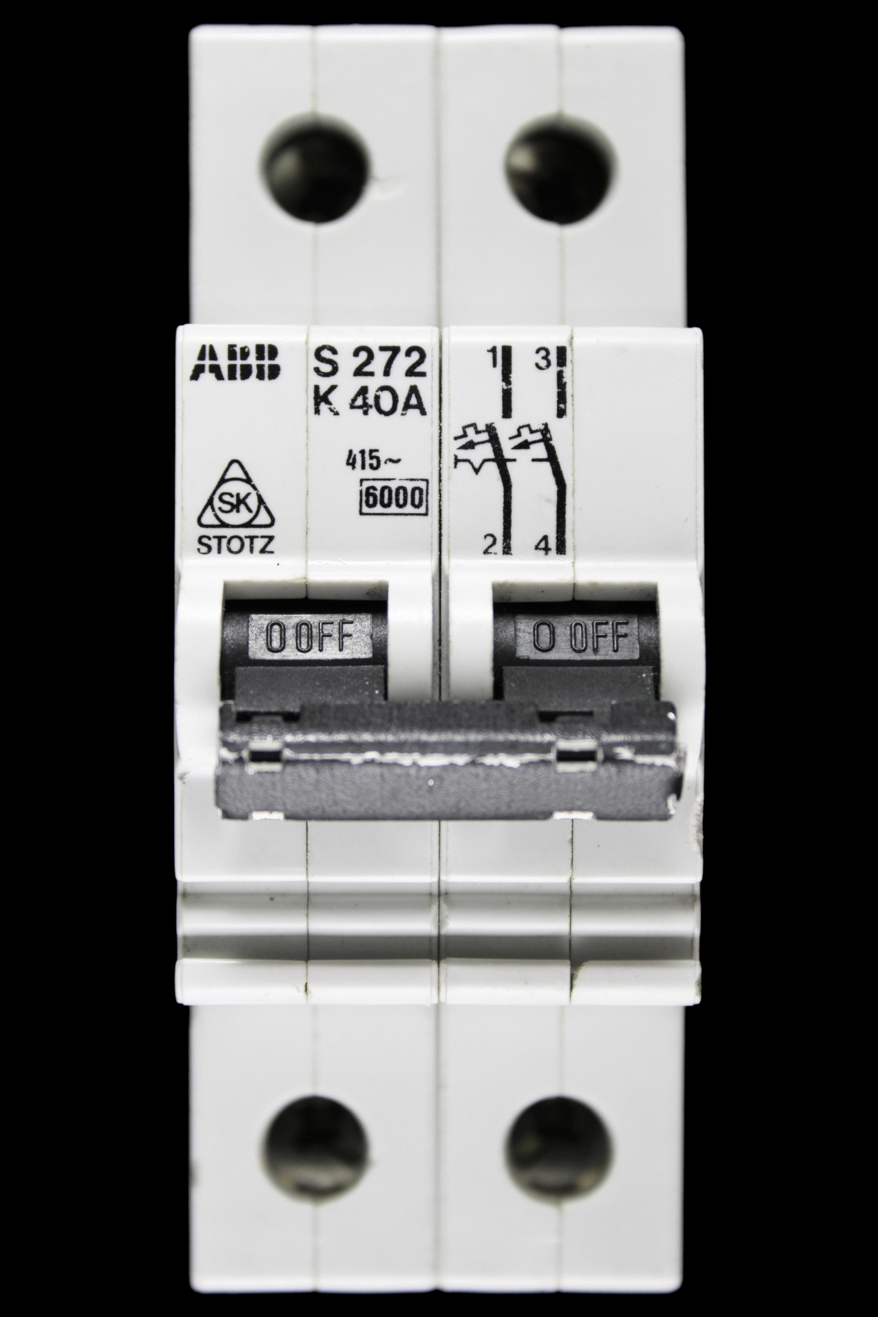 ABB 40 AMP CURVE K 6kA DOUBLE POLE MCB CIRCUIT BREKAER S272 STOTZ