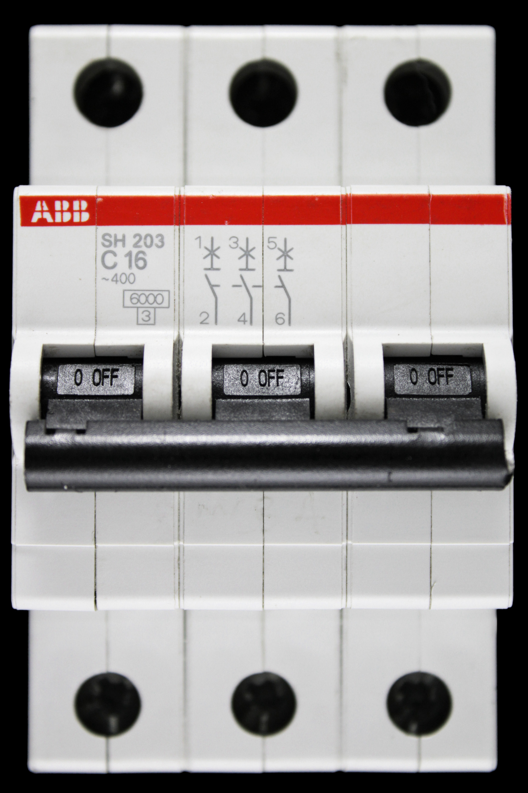 ABB 16 AMP CURVE C 6kA TRIPLE POLE MCB CIRCUIT BREAKER SH203 2CDS213001R0164