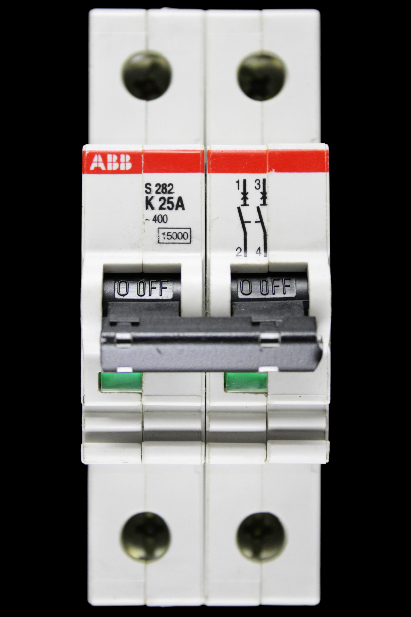 ABB 25 AMP CURVE K 15kA DOUBLE POLE MCB CIRCUIT BREAKER S282