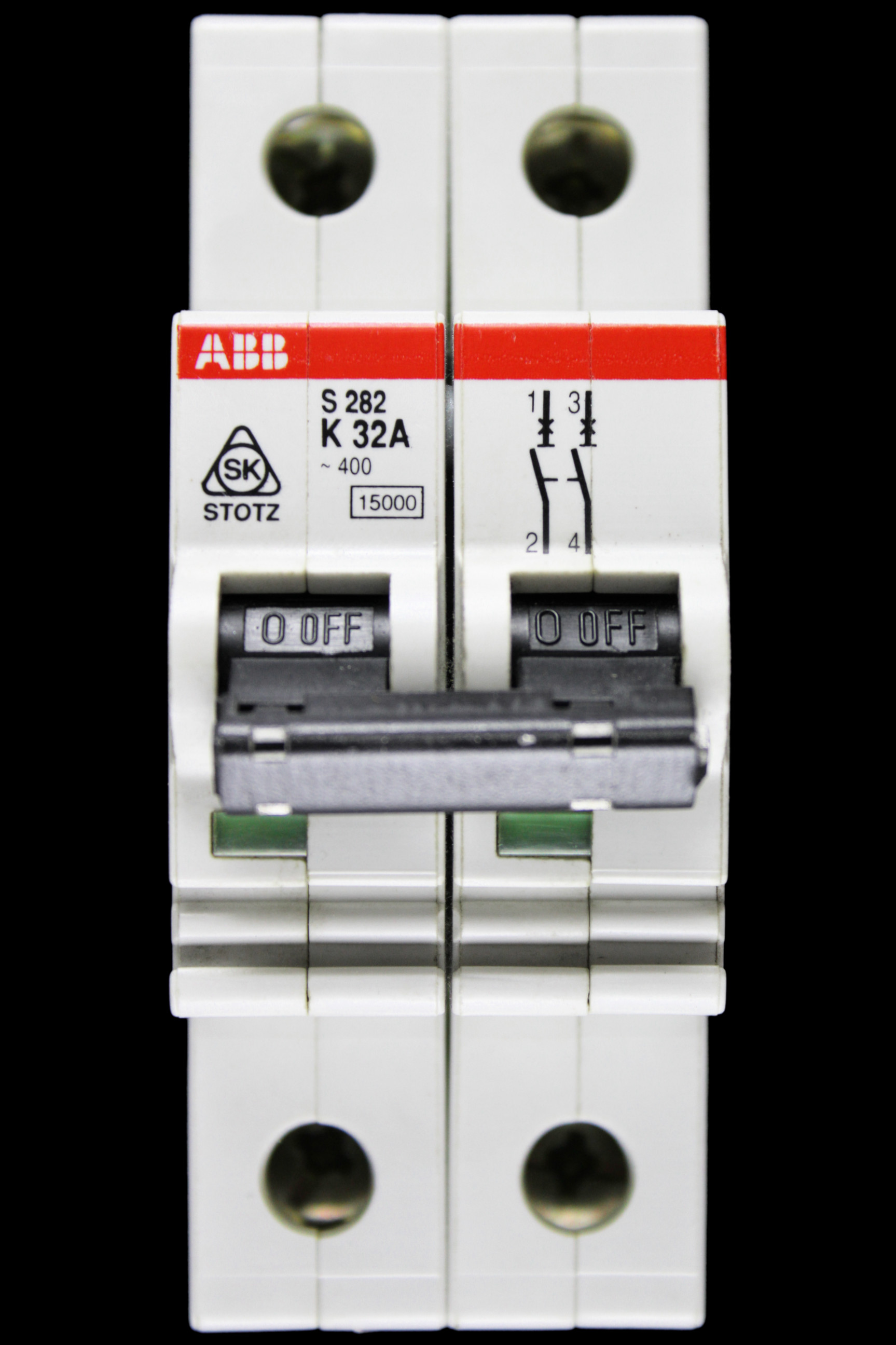 ABB 32 AMP CURVE K 15kA DOUBLE POLE MCB CIRCUIT BREAKER STOTZ S282