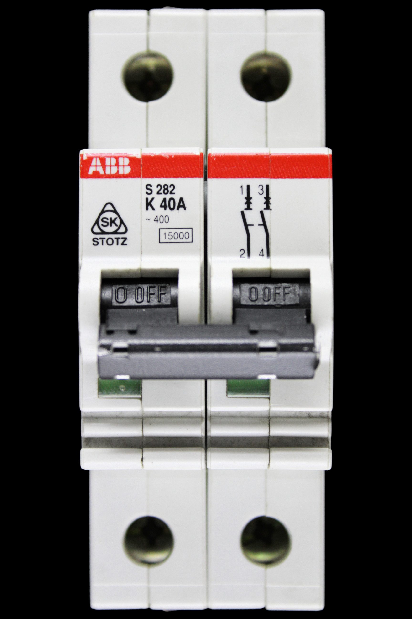 ABB 40 AMP CURVE K 15kA DOUBLE POLE MCB CIRCUIT BREAKER STOTZ S282