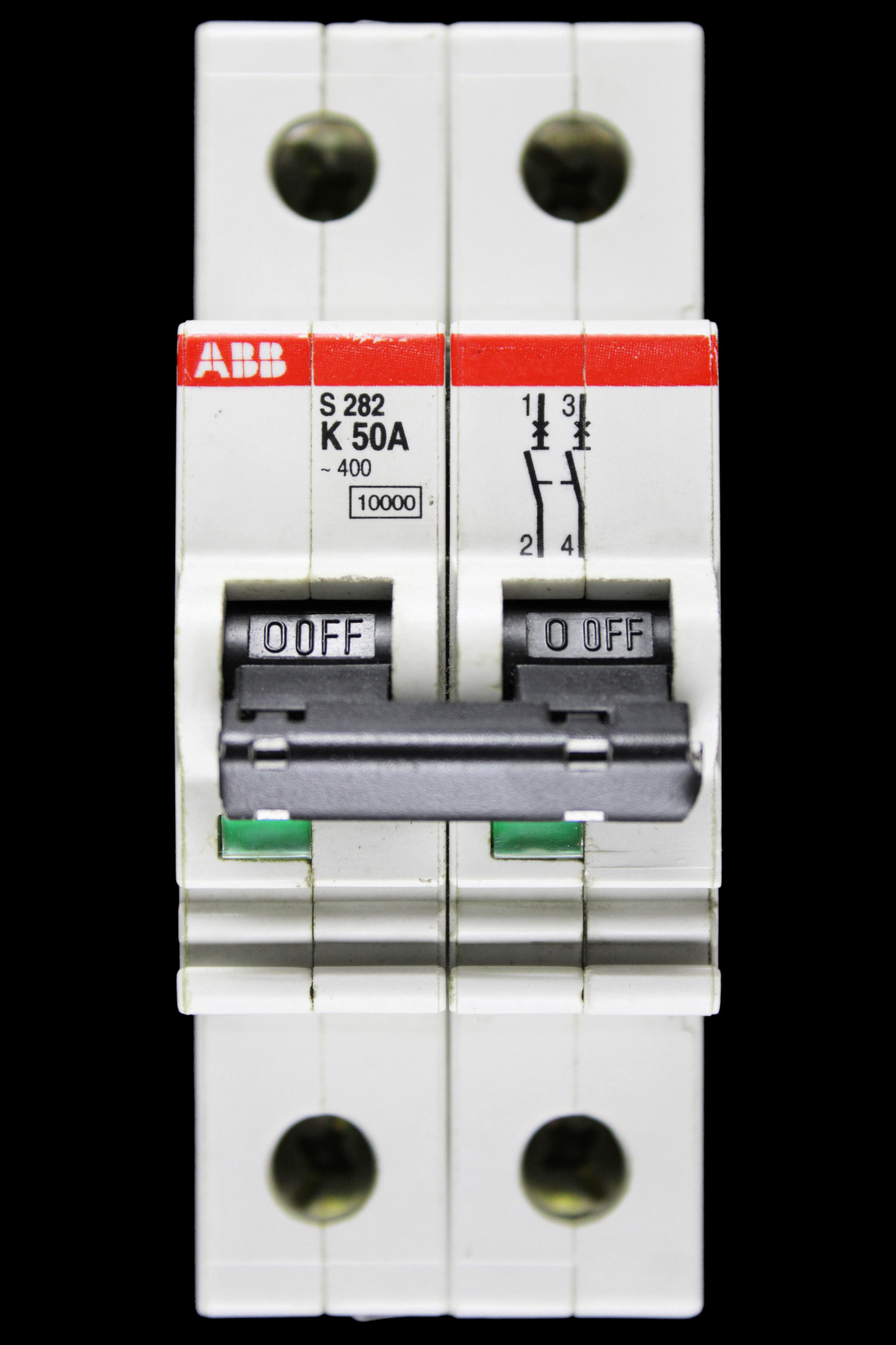ABB 50 AMP CURVE K 10kA DOUBLE POLE MCB CIRCUIT BREAKER S282