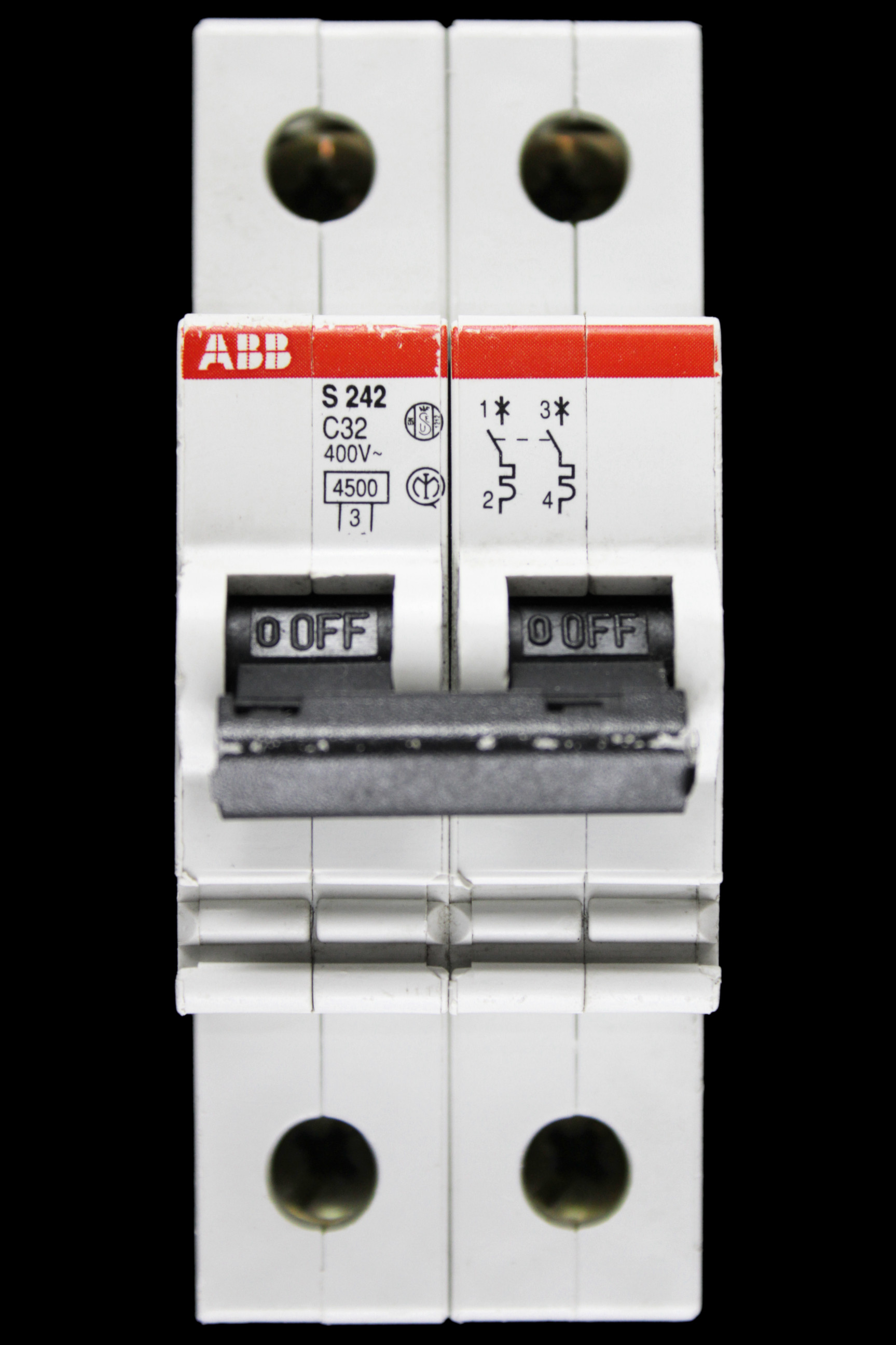 ABB 32 AMP CURVE C 4.5kA DOUBLE POLE MCB CIRCUIT BREAKER S242