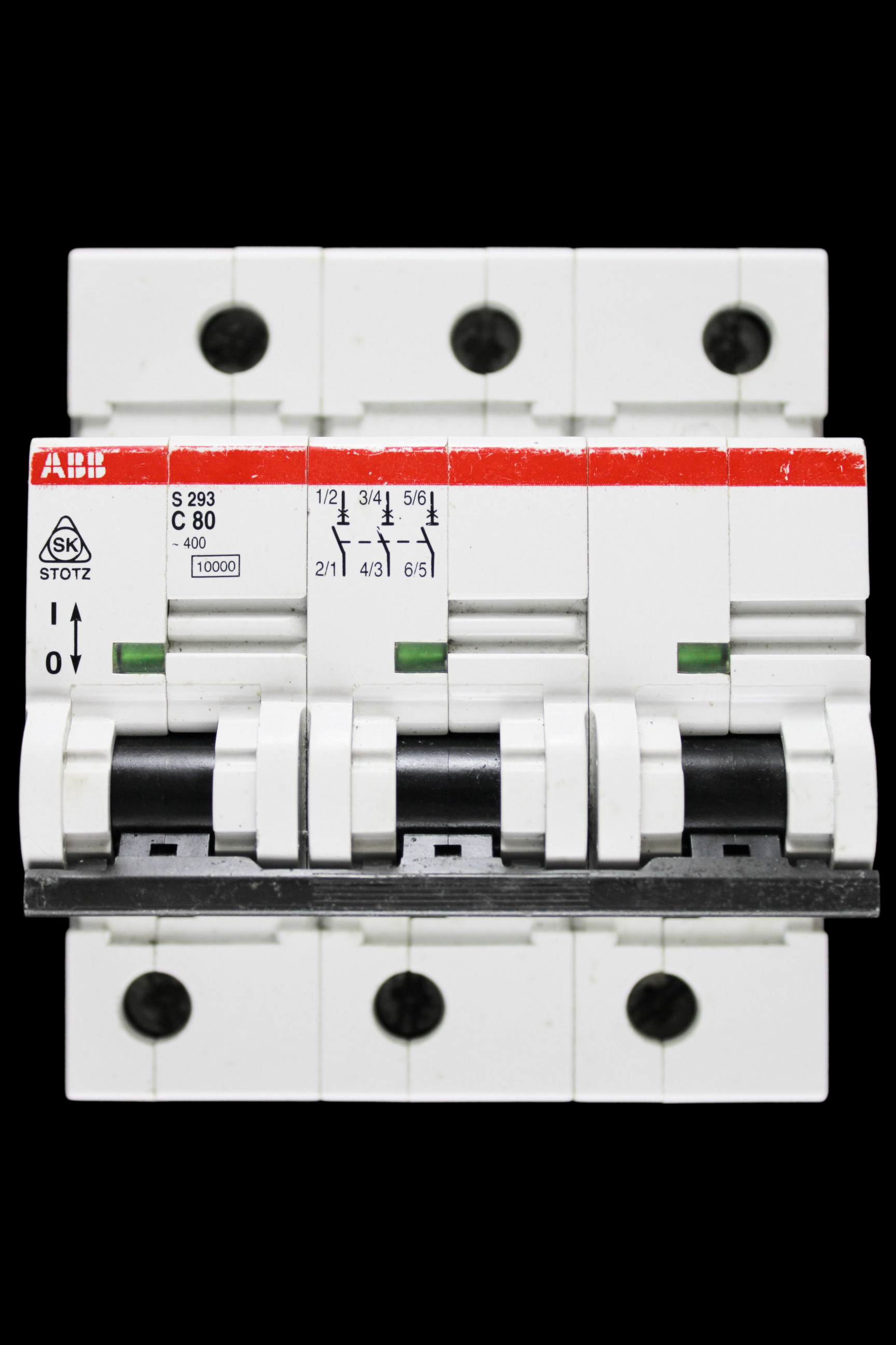 ABB 80 AMP CURVE C 10kA TRIPLE POLE MCB CIRCUIT BREAKER S293