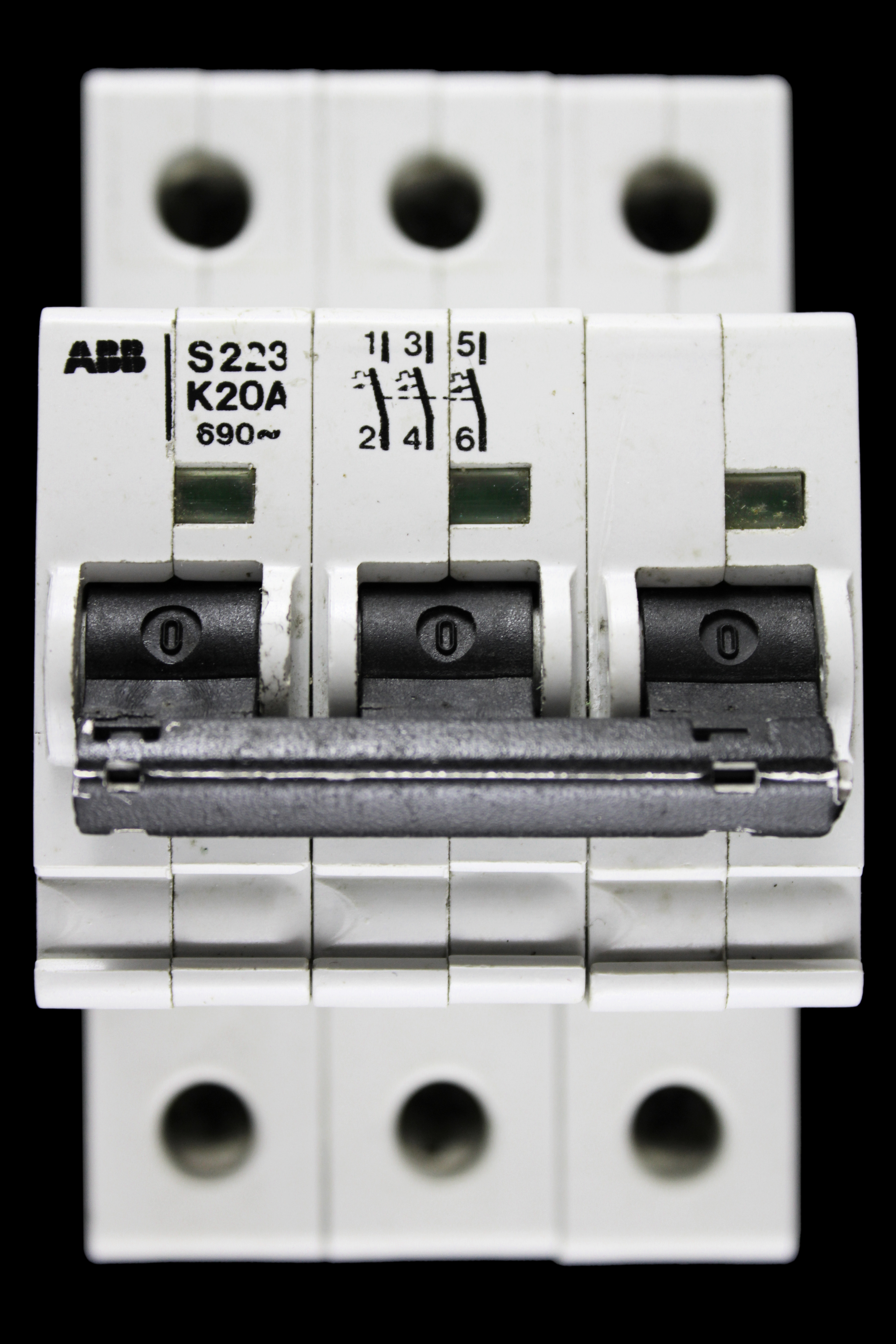 ABB 20 AMP CURVE K TRIPLE POLE MCB CIRCUIT BREAKER S223