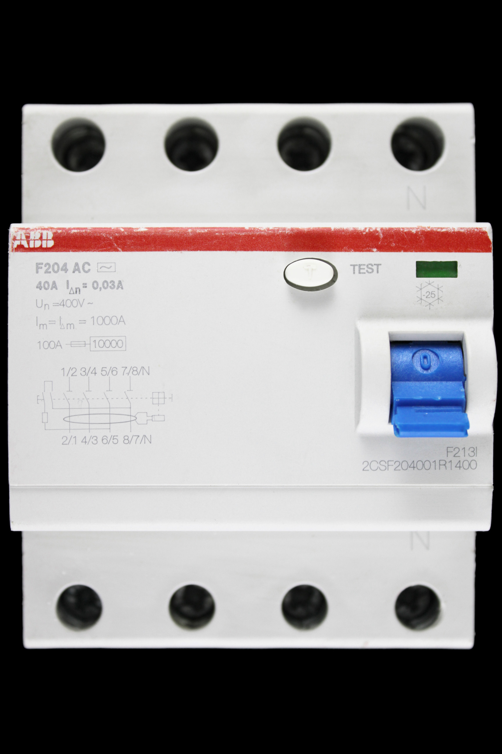 ABB 40 AMP 30mA FOUR POLE RCCB TYPE AC F204 2CSF204001R1400