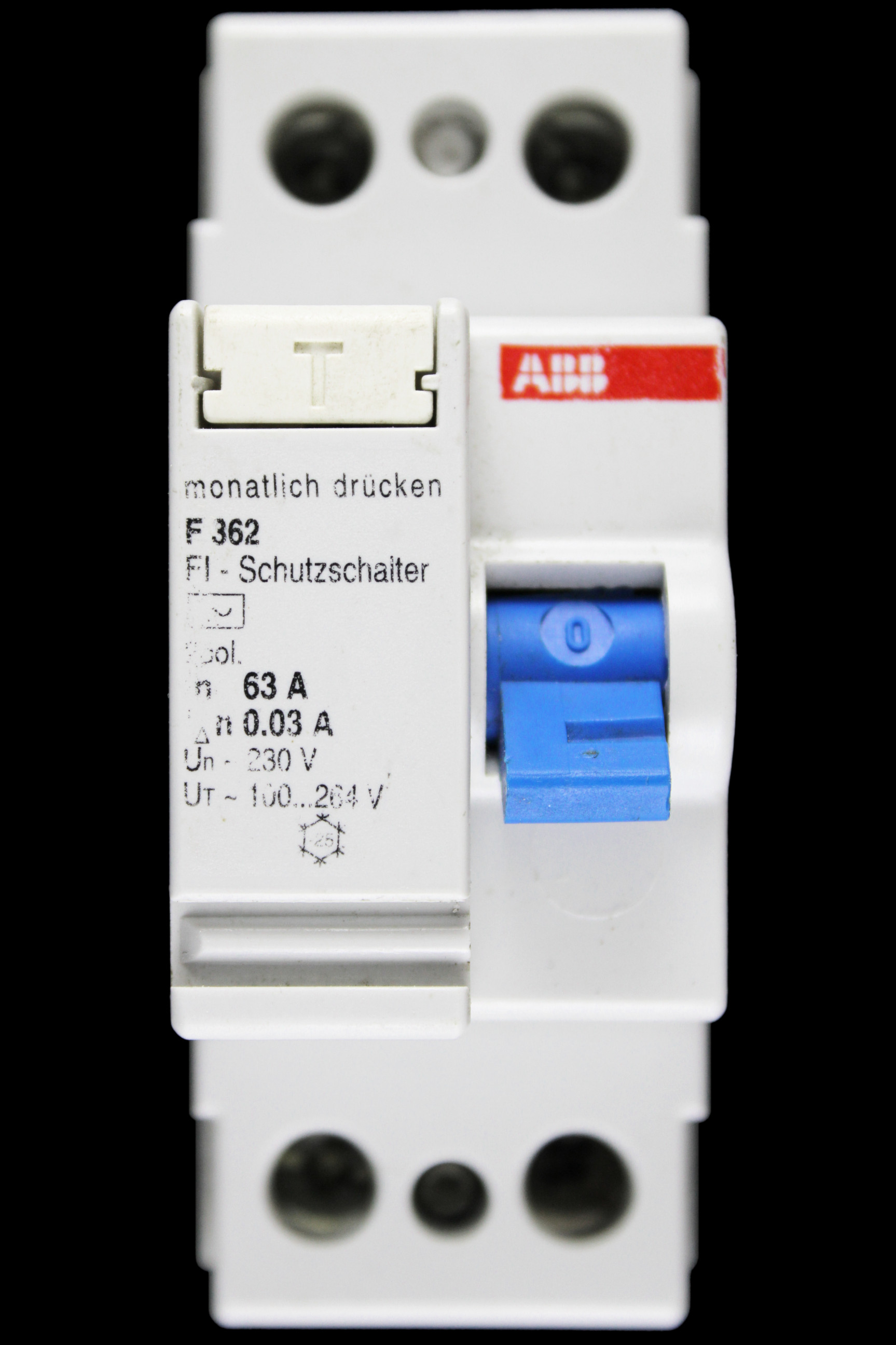 ABB 63 AMP 30mA DOUBLE POLE RCCB TYPE AC F362