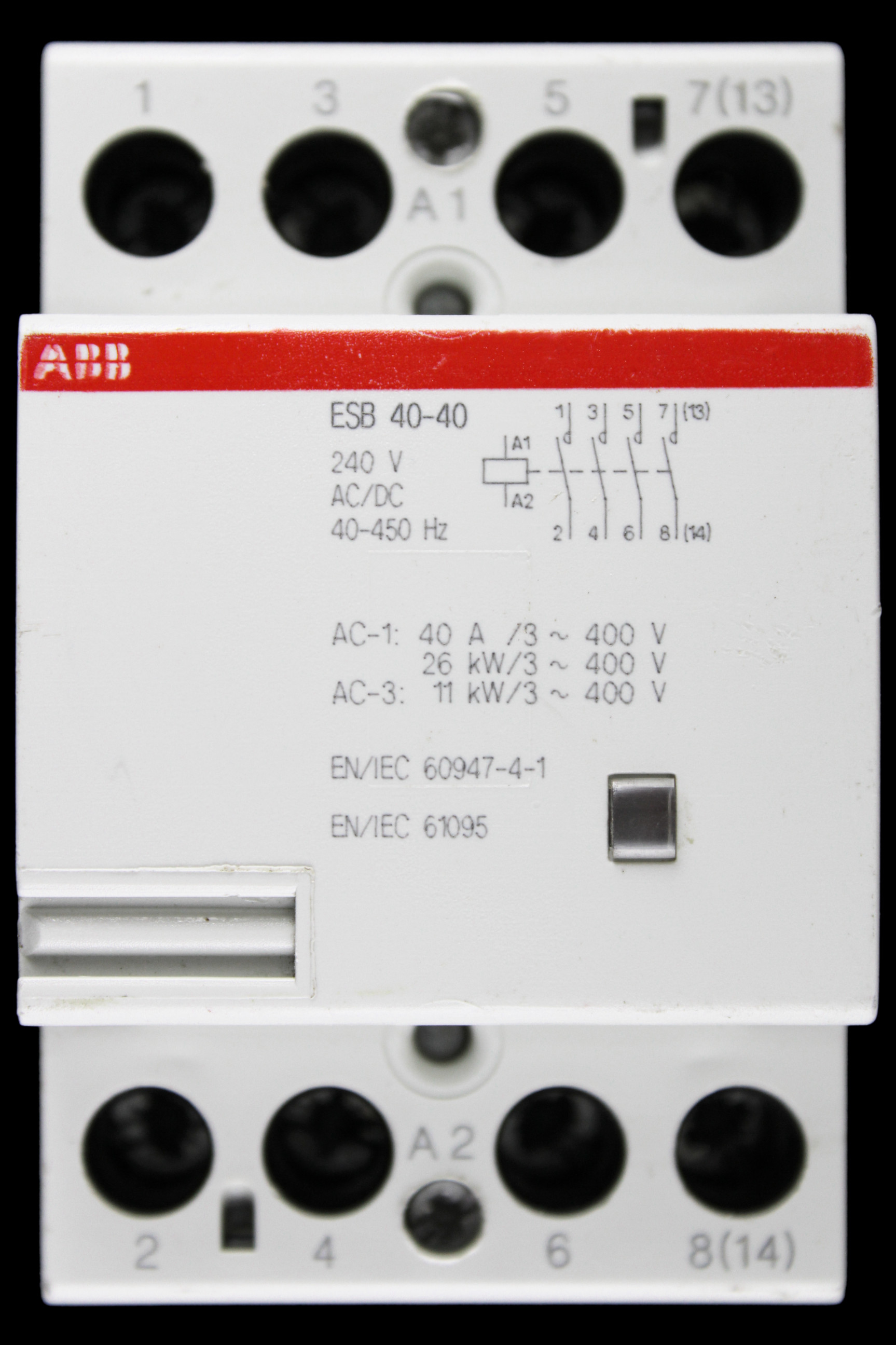 ABB 40 AMP FOUR POLE NO CONTACTOR 240V AC/DC COIL ESB 40-40