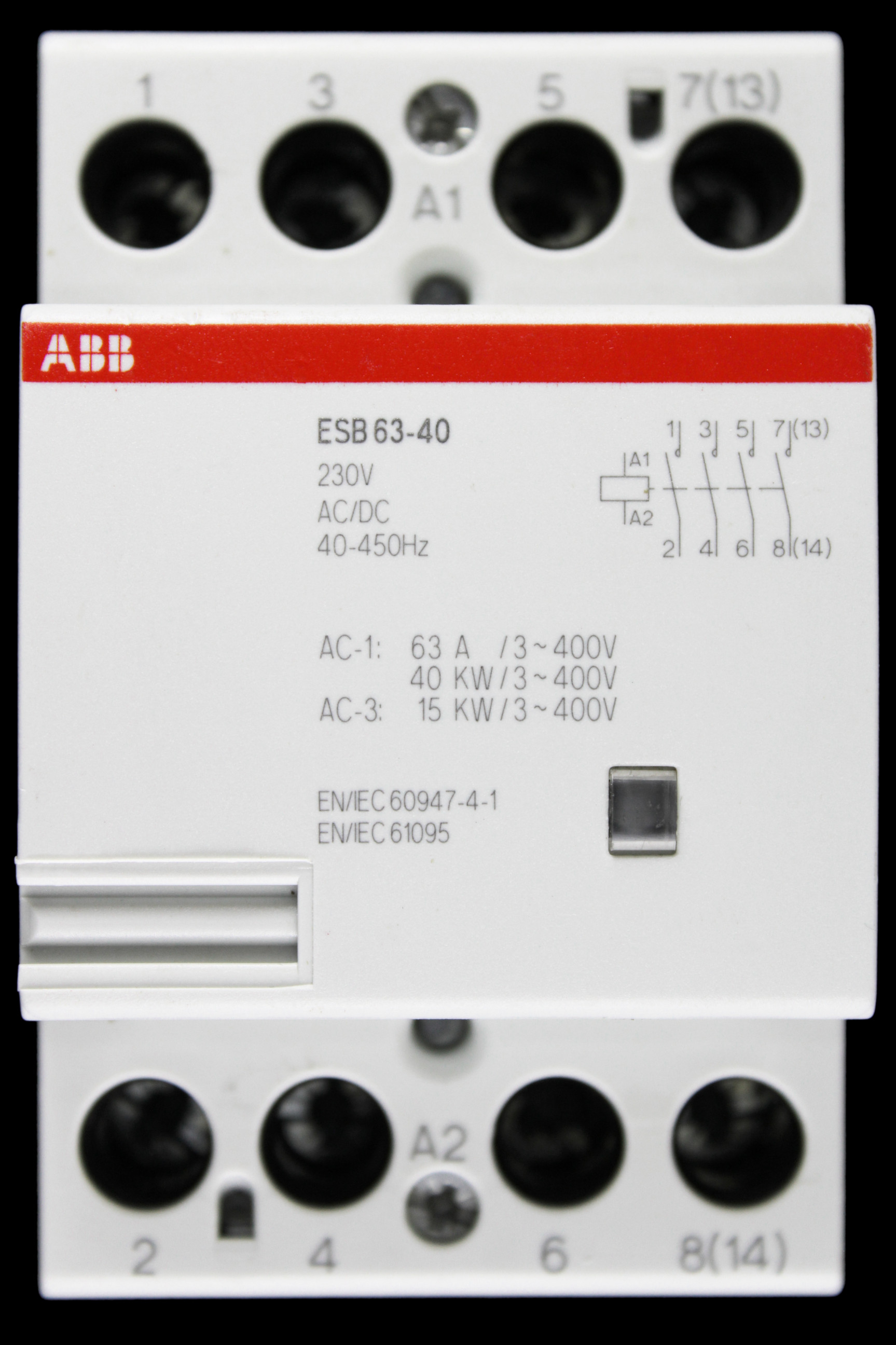 ABB 63 AMP FOUR POLE NO CONTACTOR 230V AC/DC COIL ESB 63-40