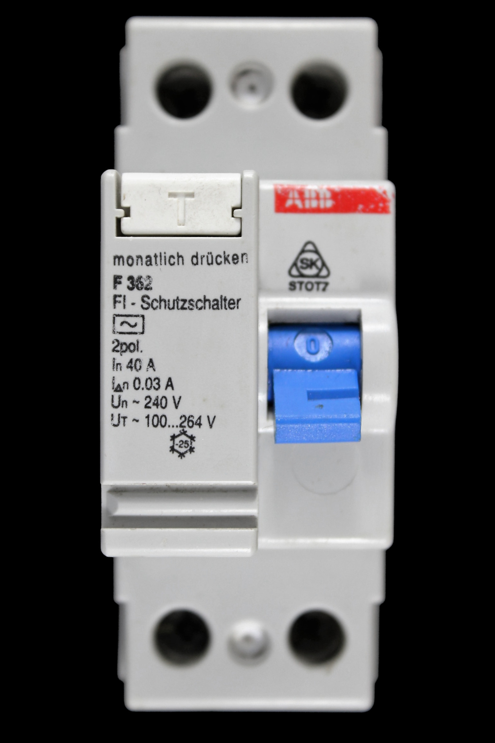 ABB 40 AMP 30mA DOUBLE POLE RCD TYPE AC F362