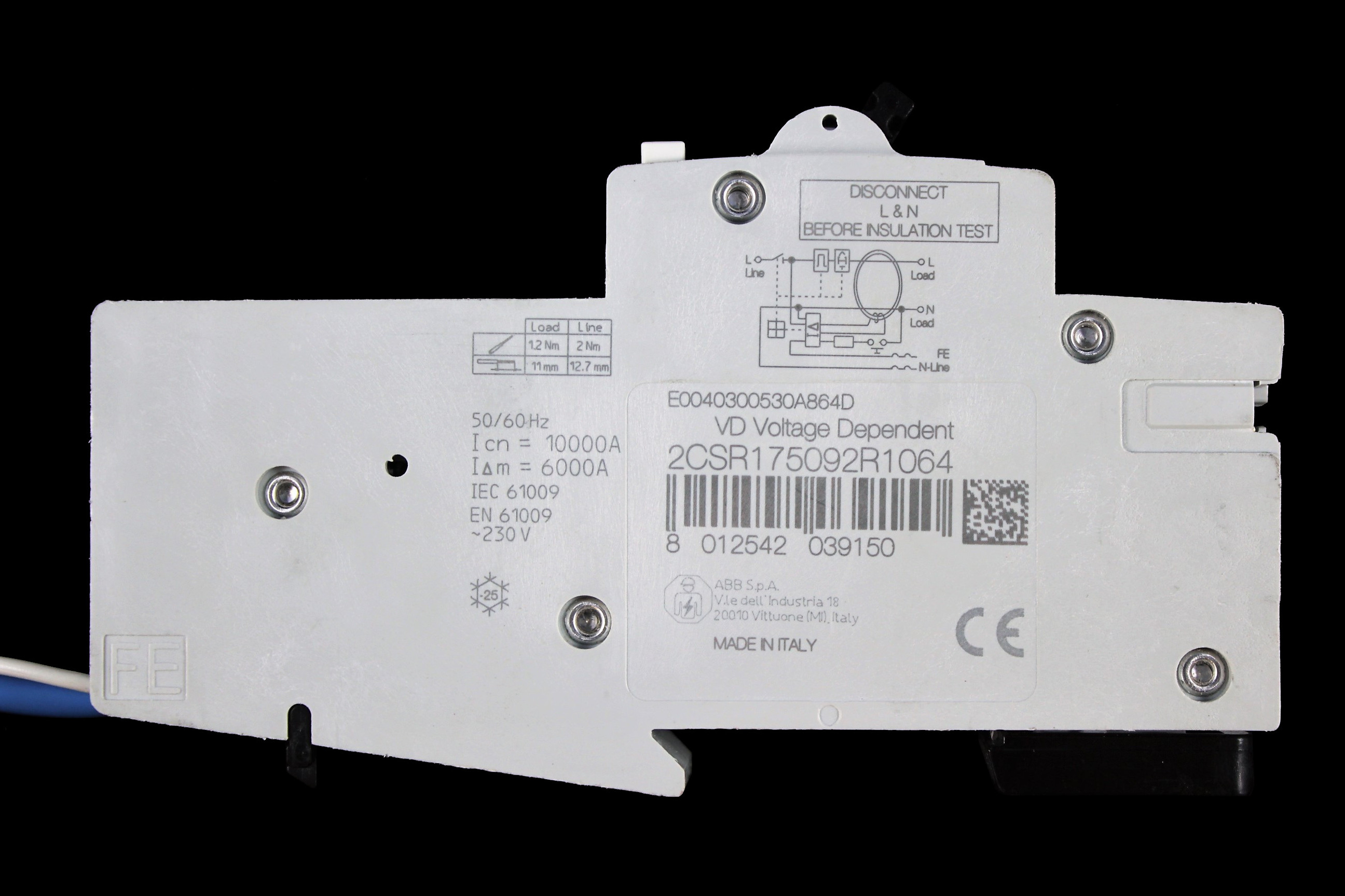 ABB 32 AMP CURVE C 10kA 30mA RCBO TYPE AC DS271 AC-C32/0.03 2CSR175092R1324