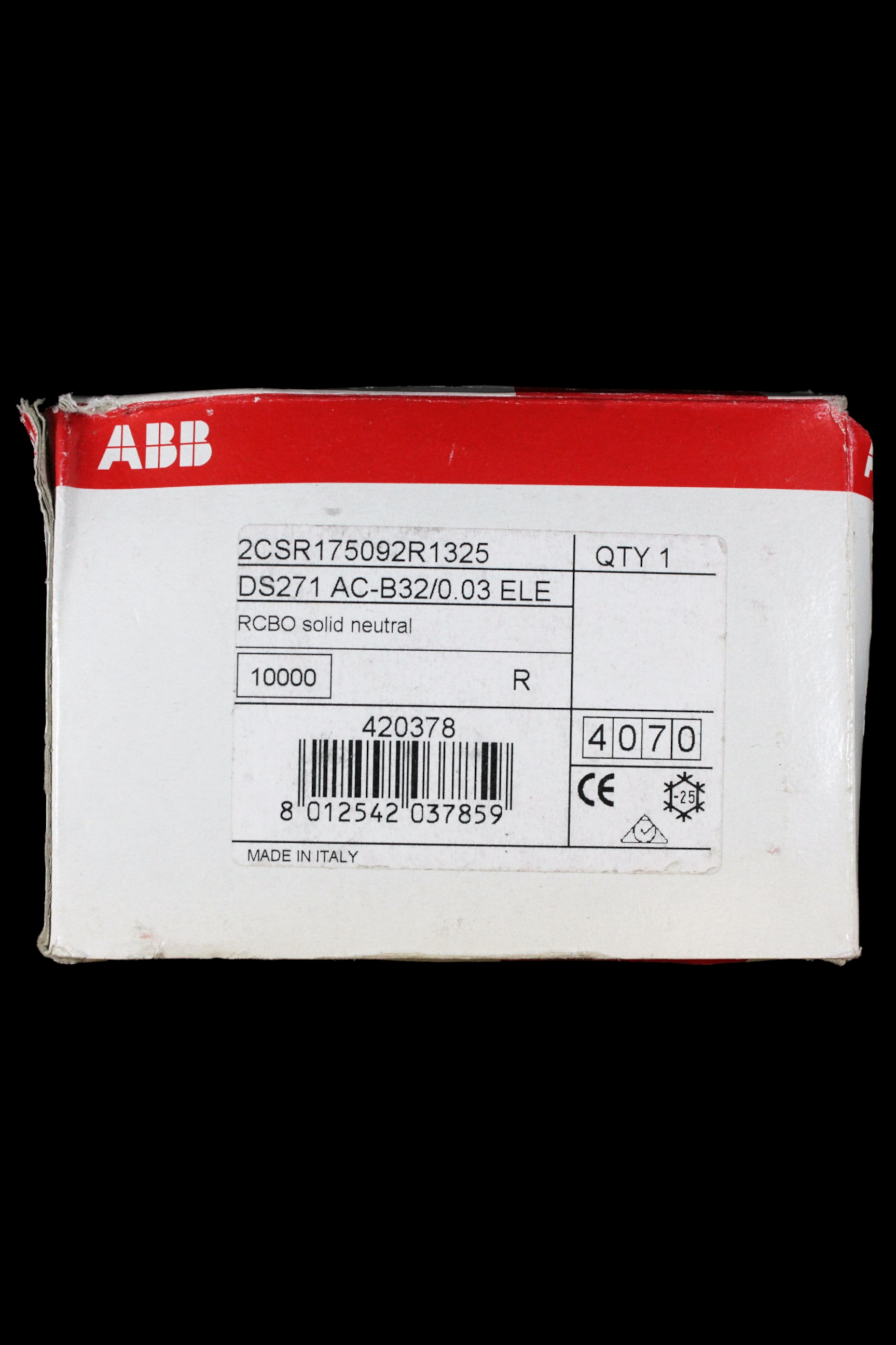 ABB 32 AMP CURVE B 10kA 30mA RCBO TYPE AC DS271 AC-B32/0.03 2CSR175092R1325