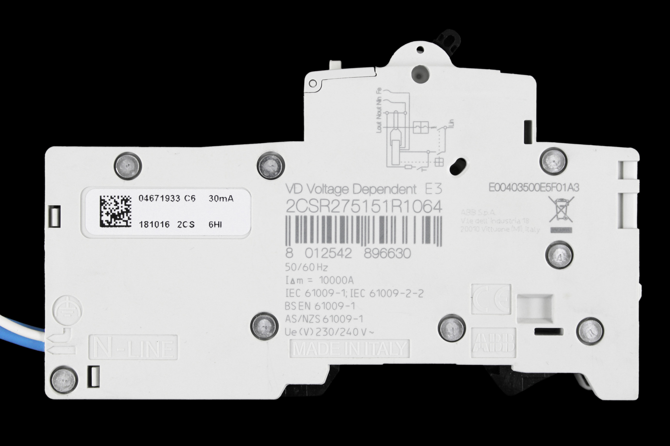 ABB 6 AMP CURVE C 10kA 30mA RCBO TYPE A DSE201 M 2CSR275151R1064