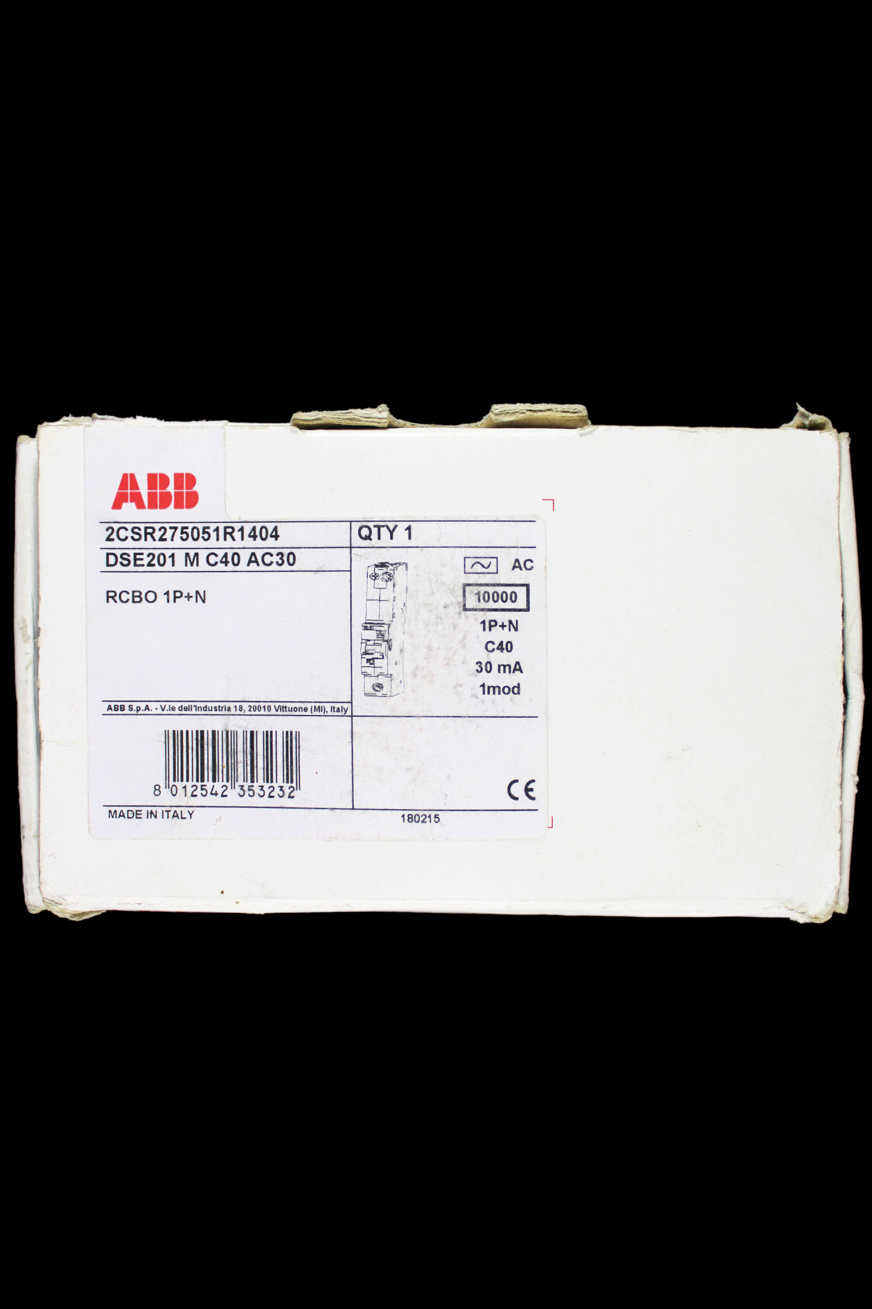 ABB 40 AMP CURVE C 10kA 30mA RCBO TYPE AC DSE201 M 2CSR275051R1404