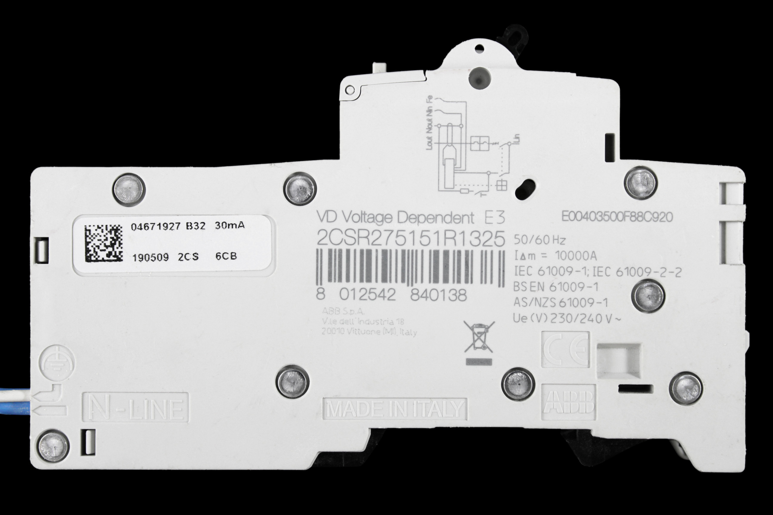 ABB 32 AMP CURVE B 10kA 30mA RCBO TYPE A 2CSR275151R1325 DSE201 M