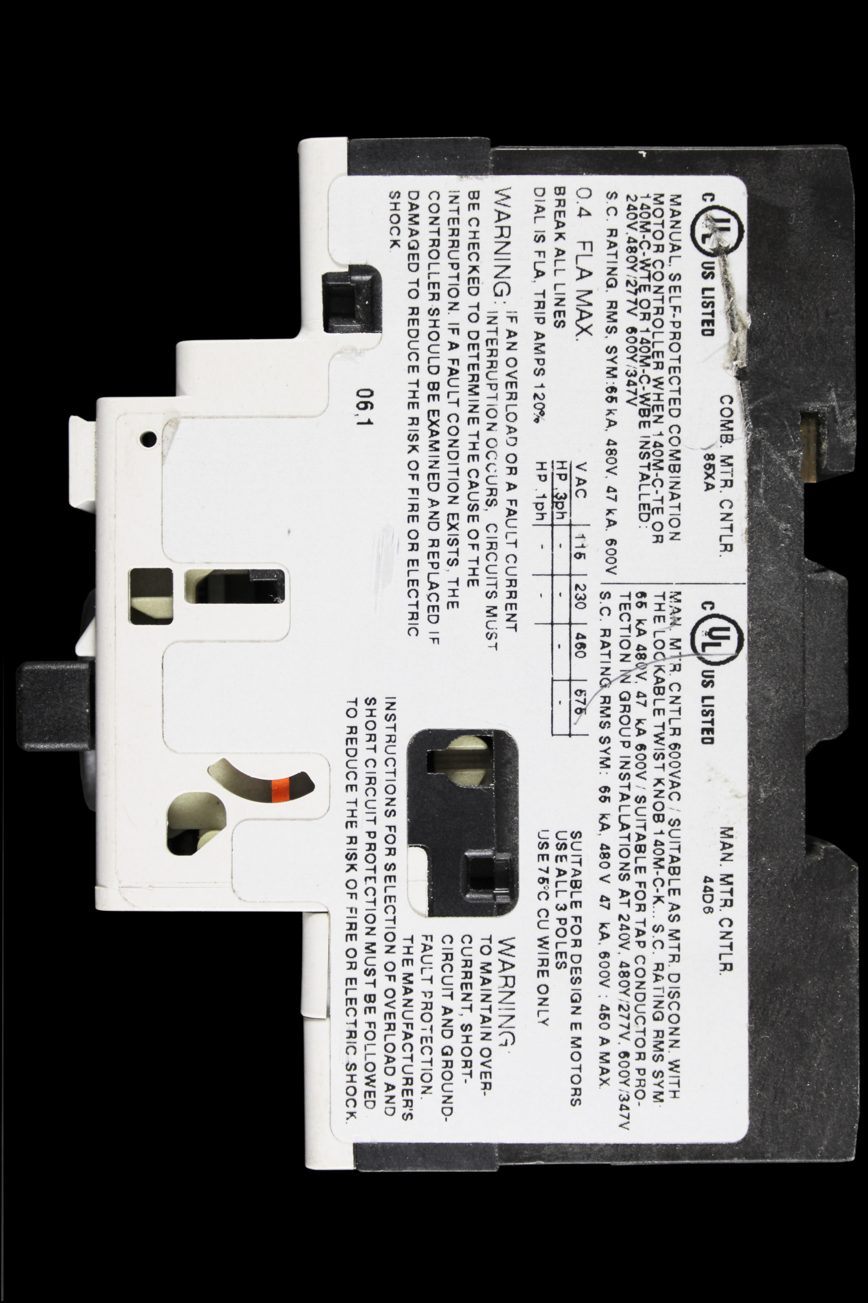 ALLEN BRADLEY 0.25-0.4 AMP MOTOR PROTECTION CIRCUIT BREAKER 140M-C2E-A40