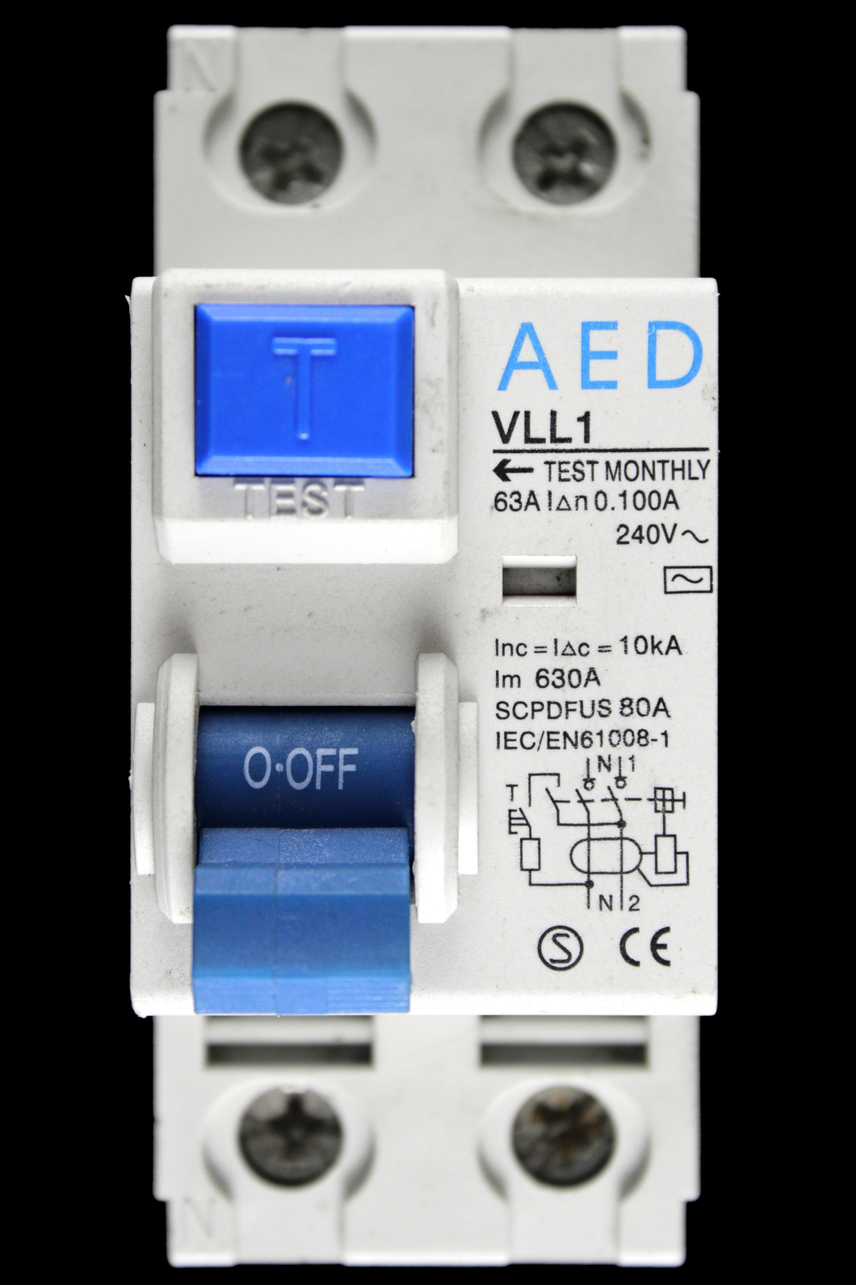 AED 63 RCD DOUBLE POLE 30mA TYPE AC VLL1 SCPDFUS