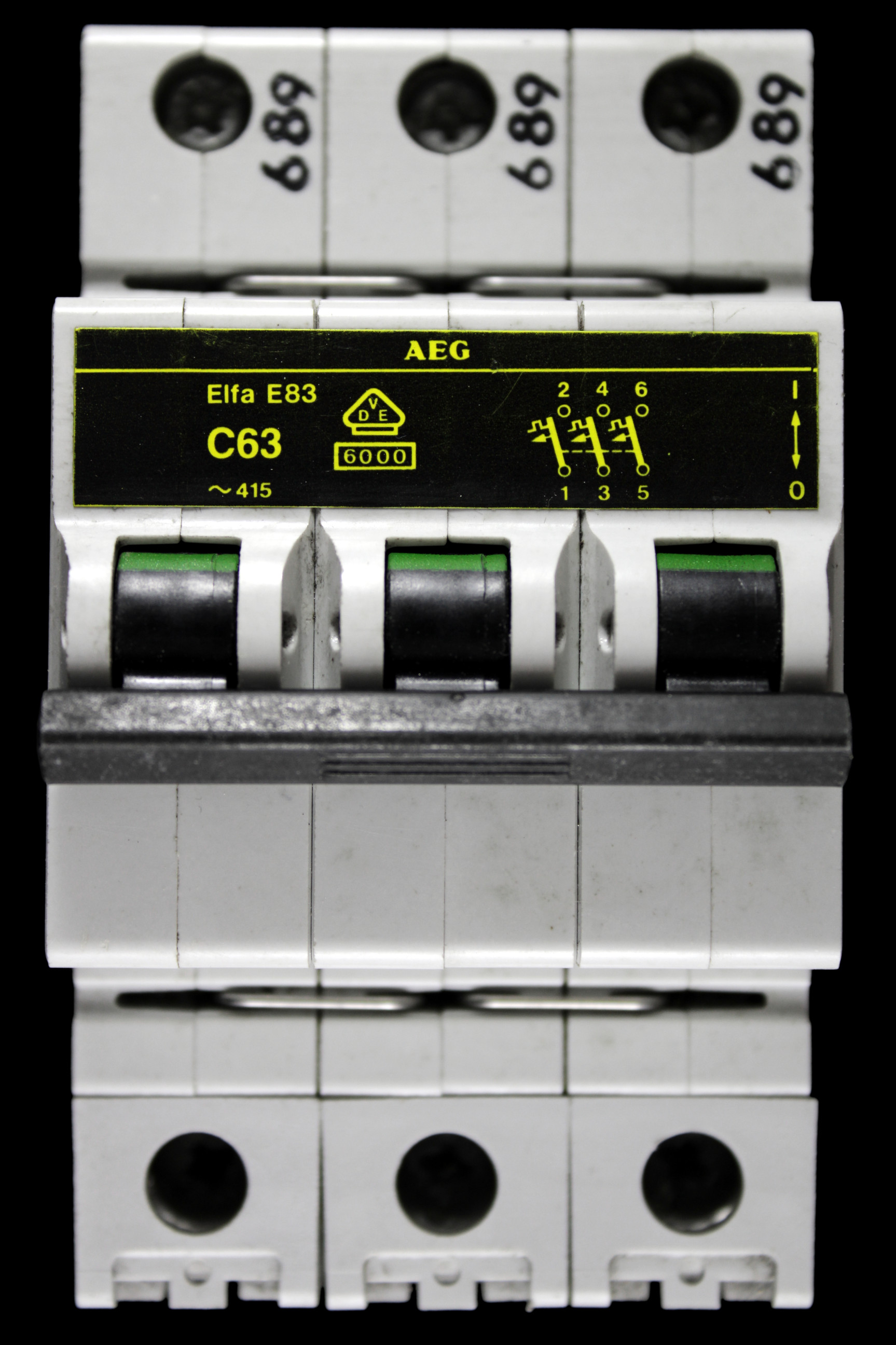 AEG C 63 MCB TRIPLE POLE 6kA CIRCUIT BREAKER ELFA E83