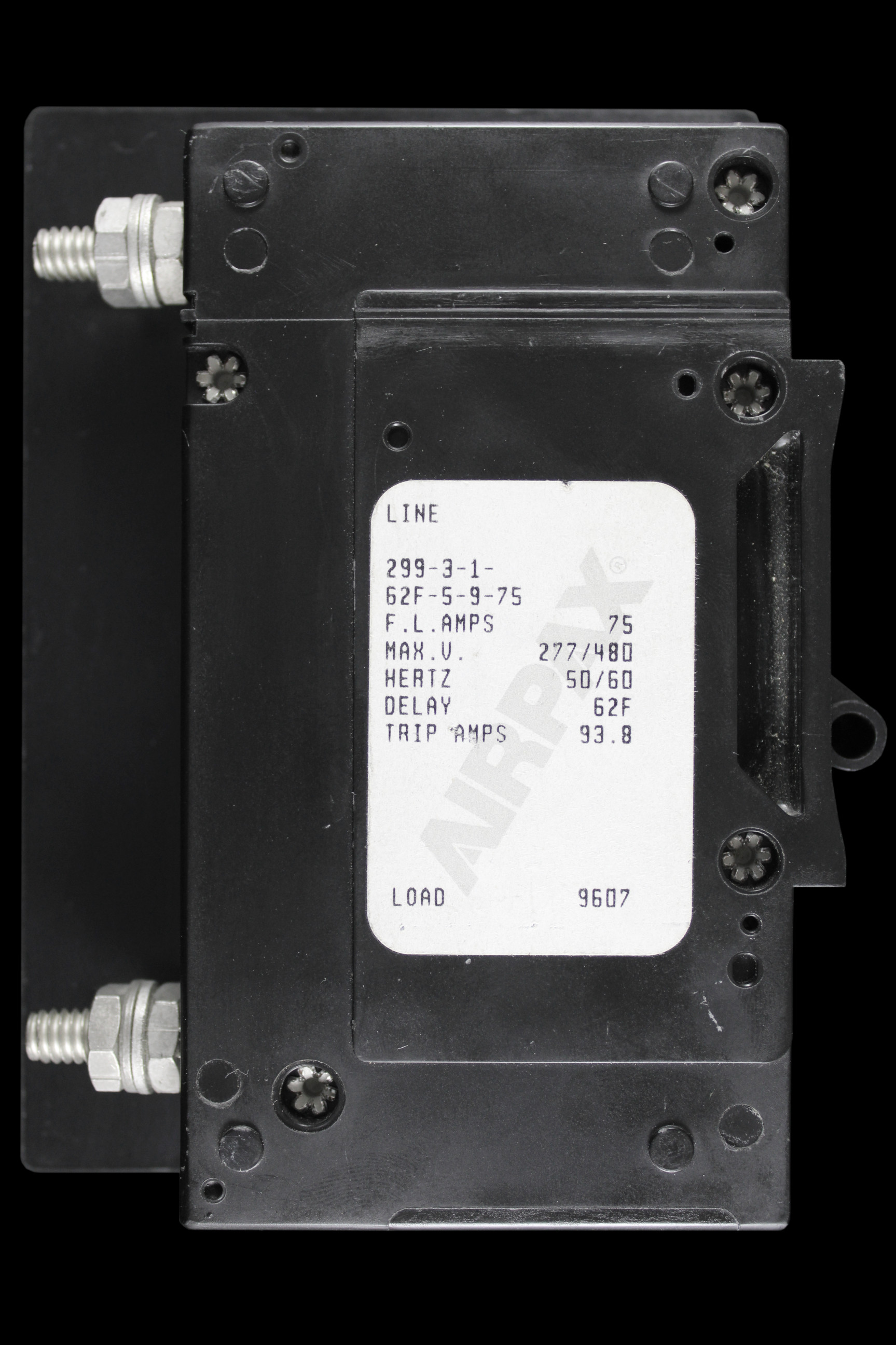 AIRPAX 75 AMP TRIPLE POLE MCB CIRCUIT BREAKER 299-3-1-62F-5-9-75